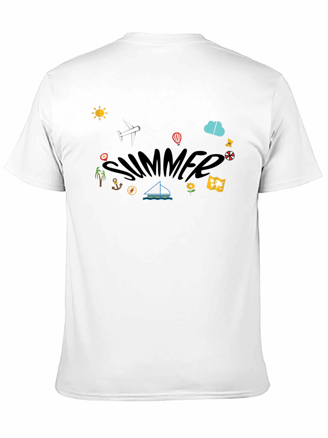 Summer Vacation Graphic T-Shirt - Black