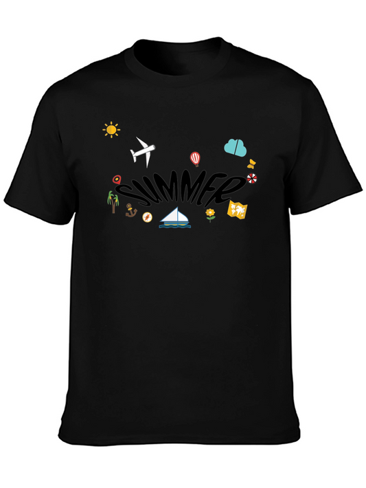 Summer Vacation Graphic T-Shirt - Black