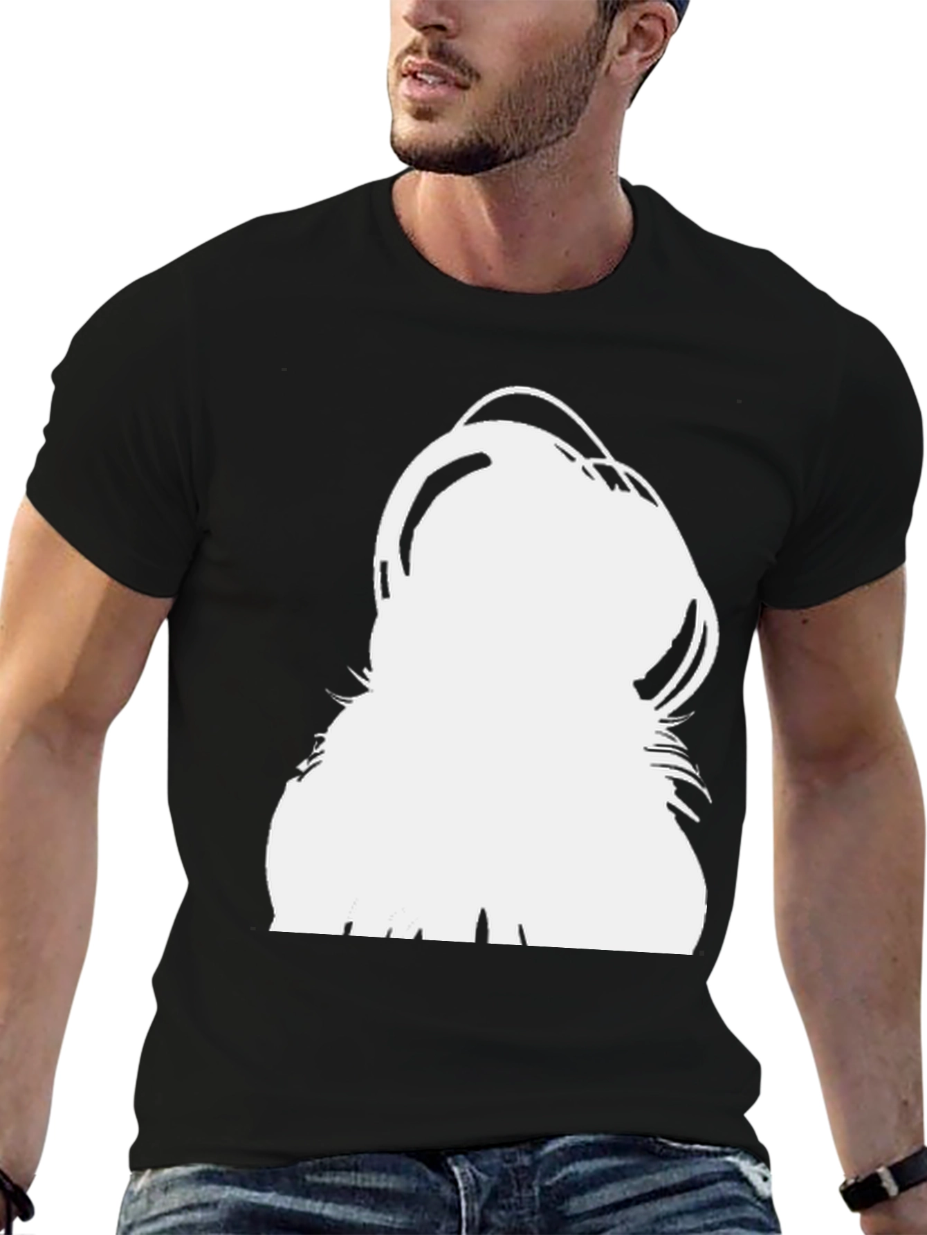 Modern Black T-Shirt with Bold White Graphic