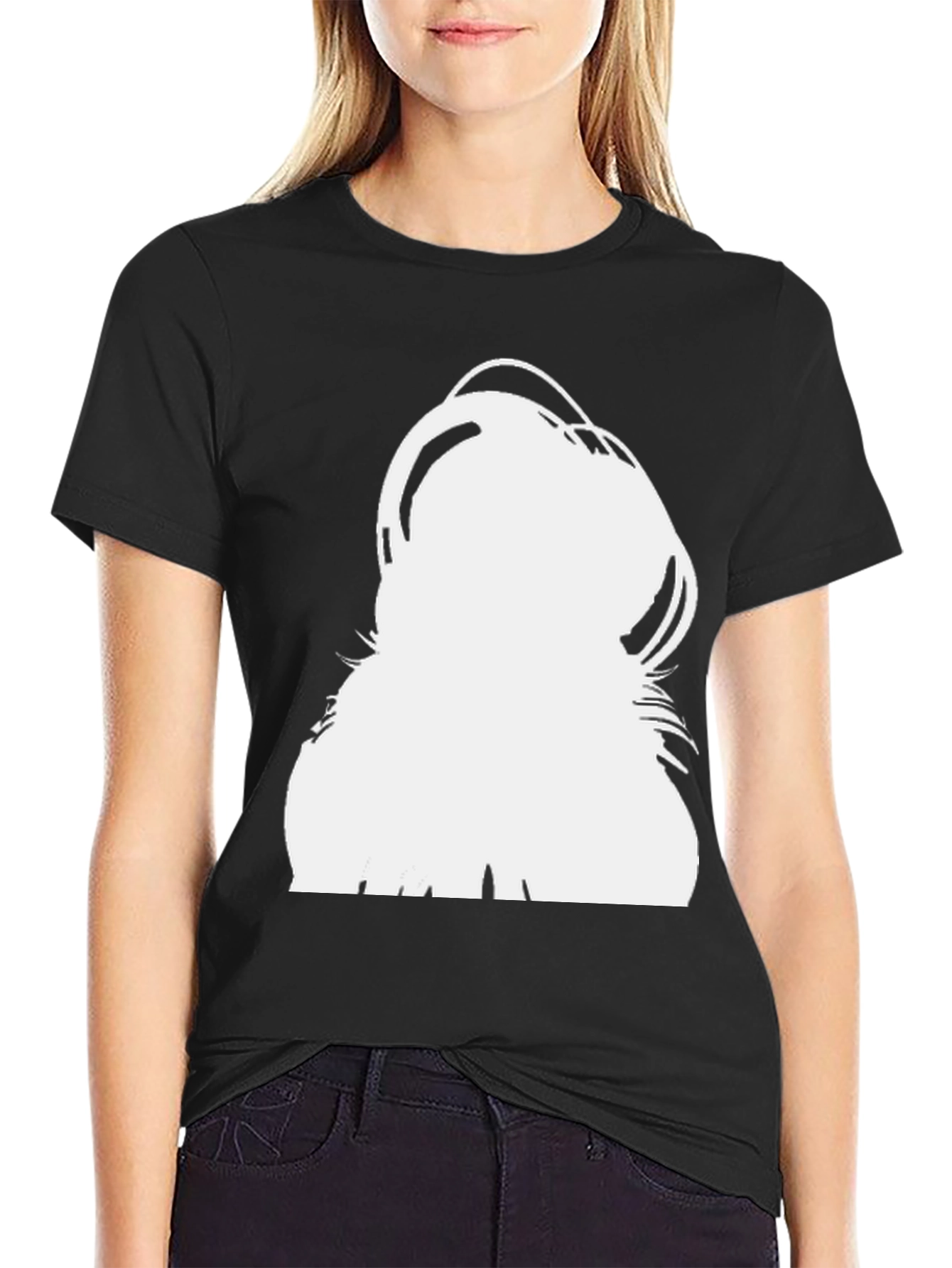Modern Black T-Shirt with Bold White Graphic