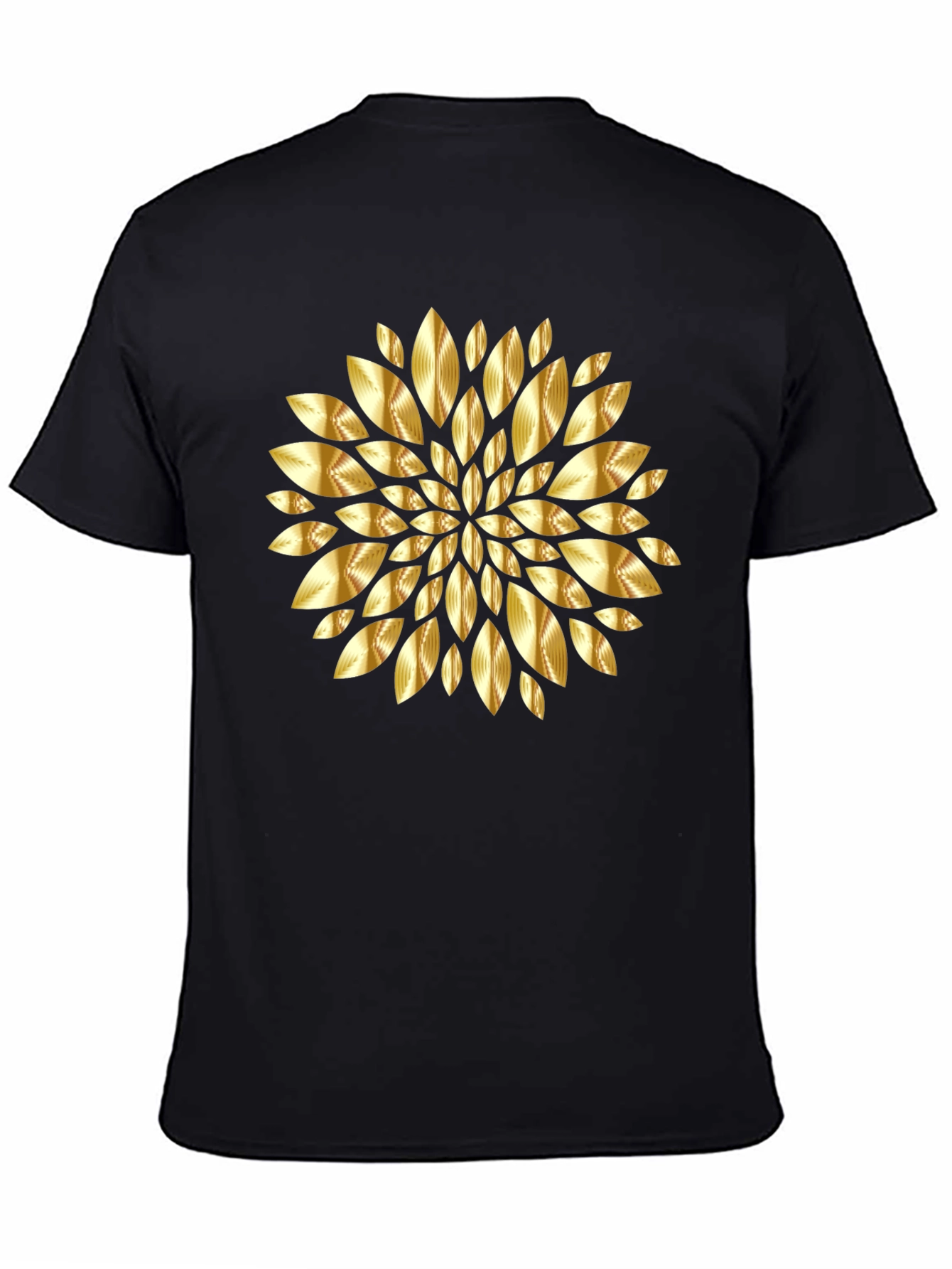 Golden Leaf Mandala Black T-Shirt