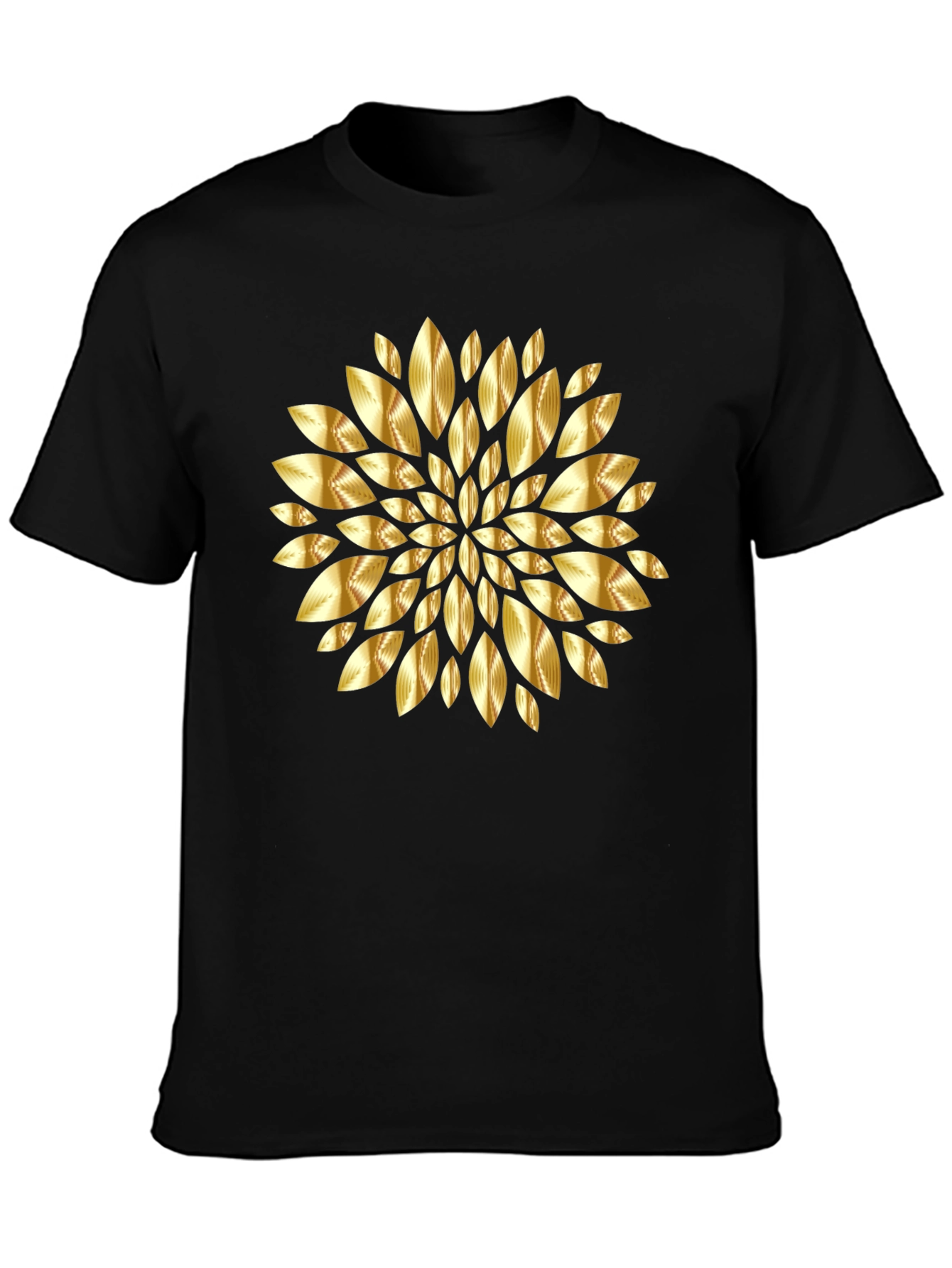 Golden Leaf Mandala Black T-Shirt