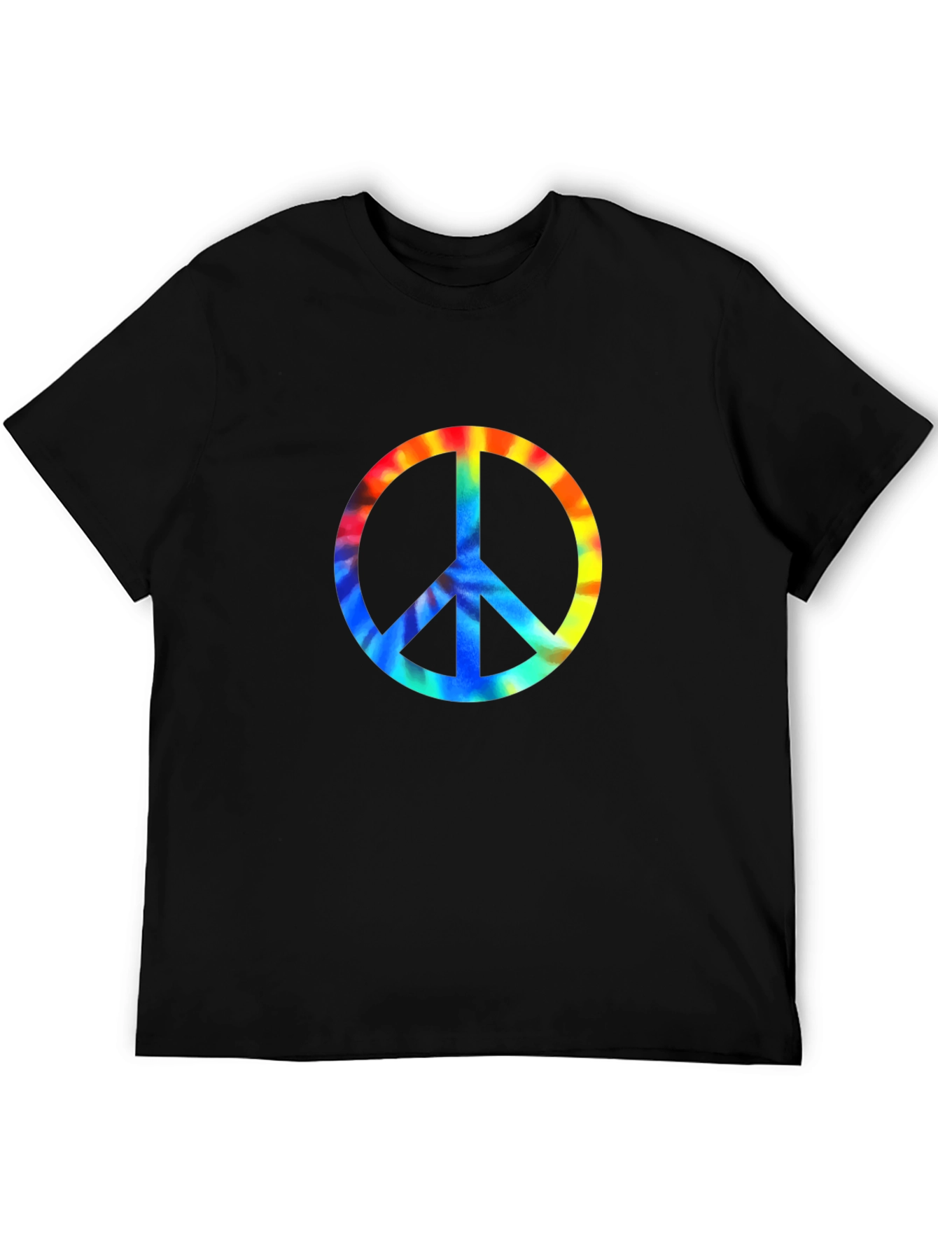 Peace Sign Tie-Dye Graphic Tee - Black