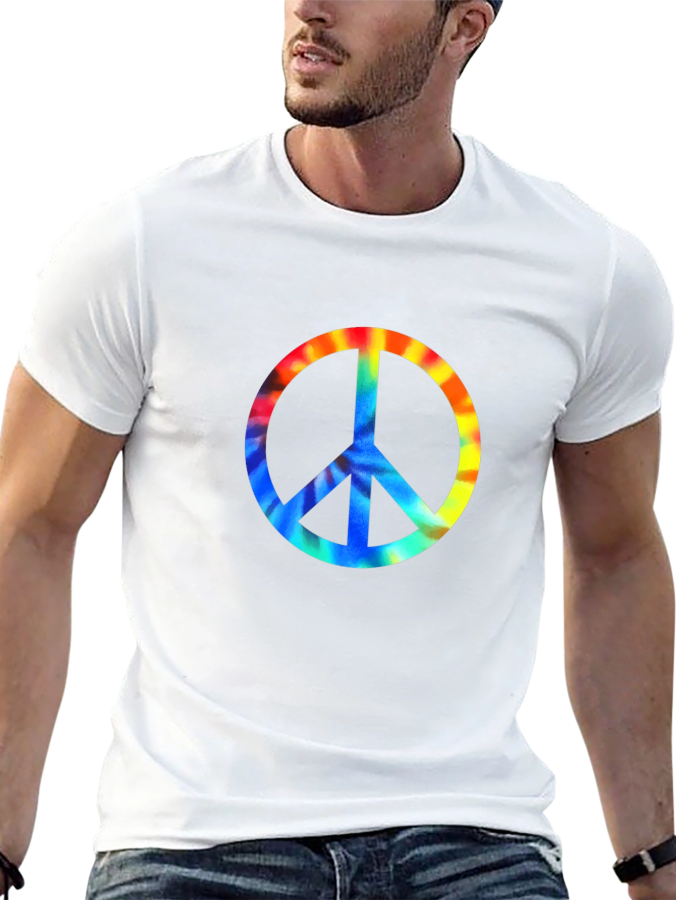 Peace Sign Tie-Dye Graphic Tee - Black