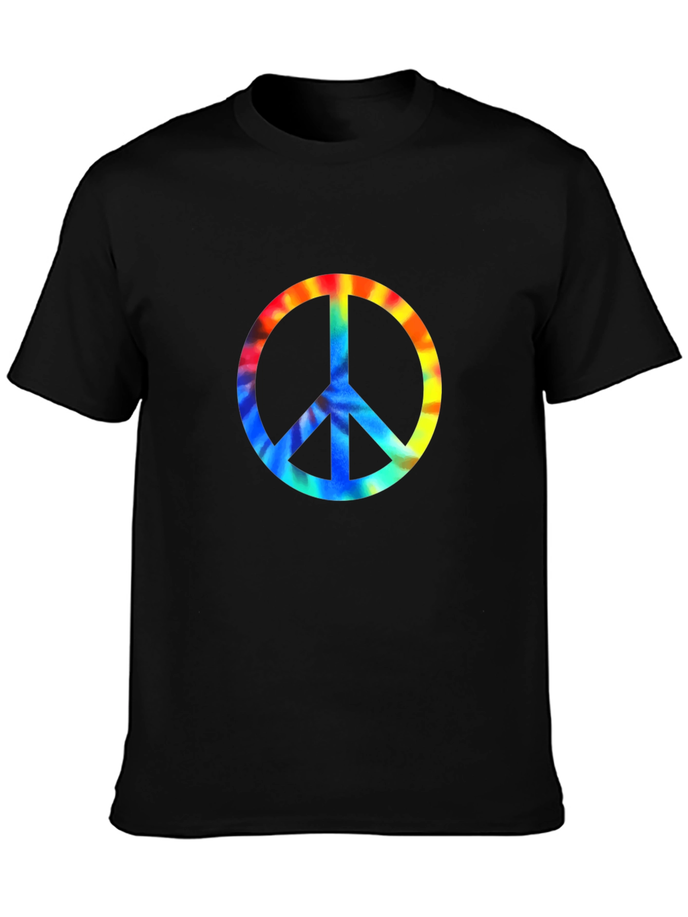 Peace Sign Tie-Dye Graphic Tee - Black
