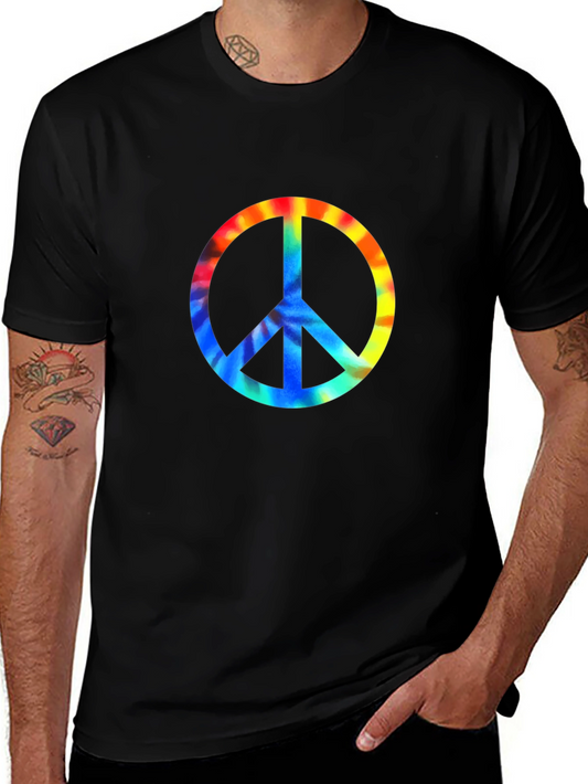 Peace Sign Tie-Dye Graphic Tee - Black