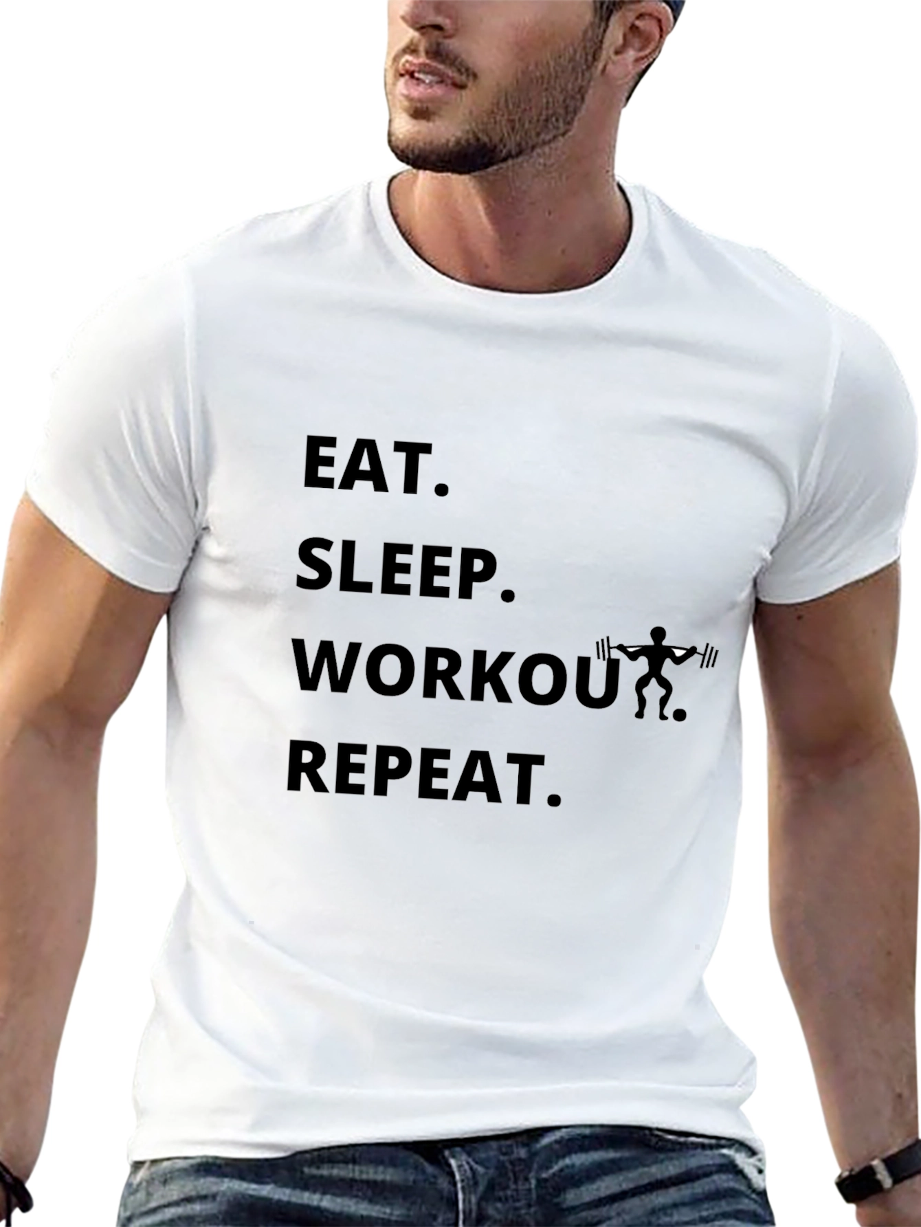 Eat Sleep Workout Repeat Black T-Shirt