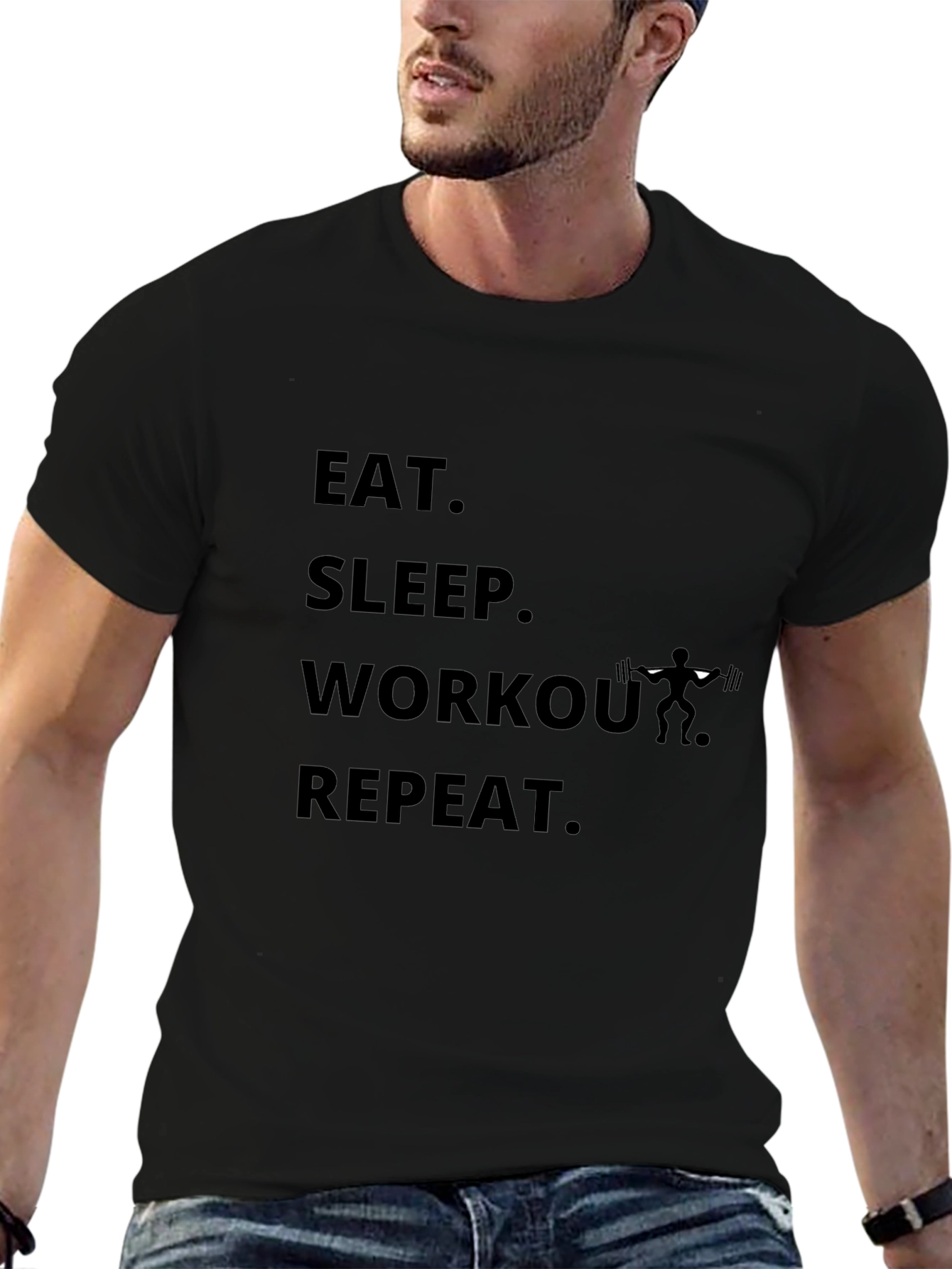 Eat Sleep Workout Repeat Black T-Shirt