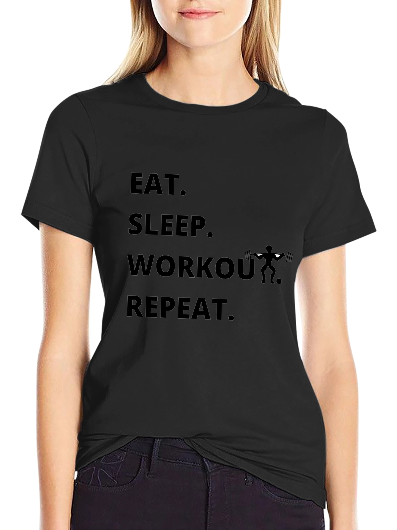 Eat Sleep Workout Repeat Black T-Shirt