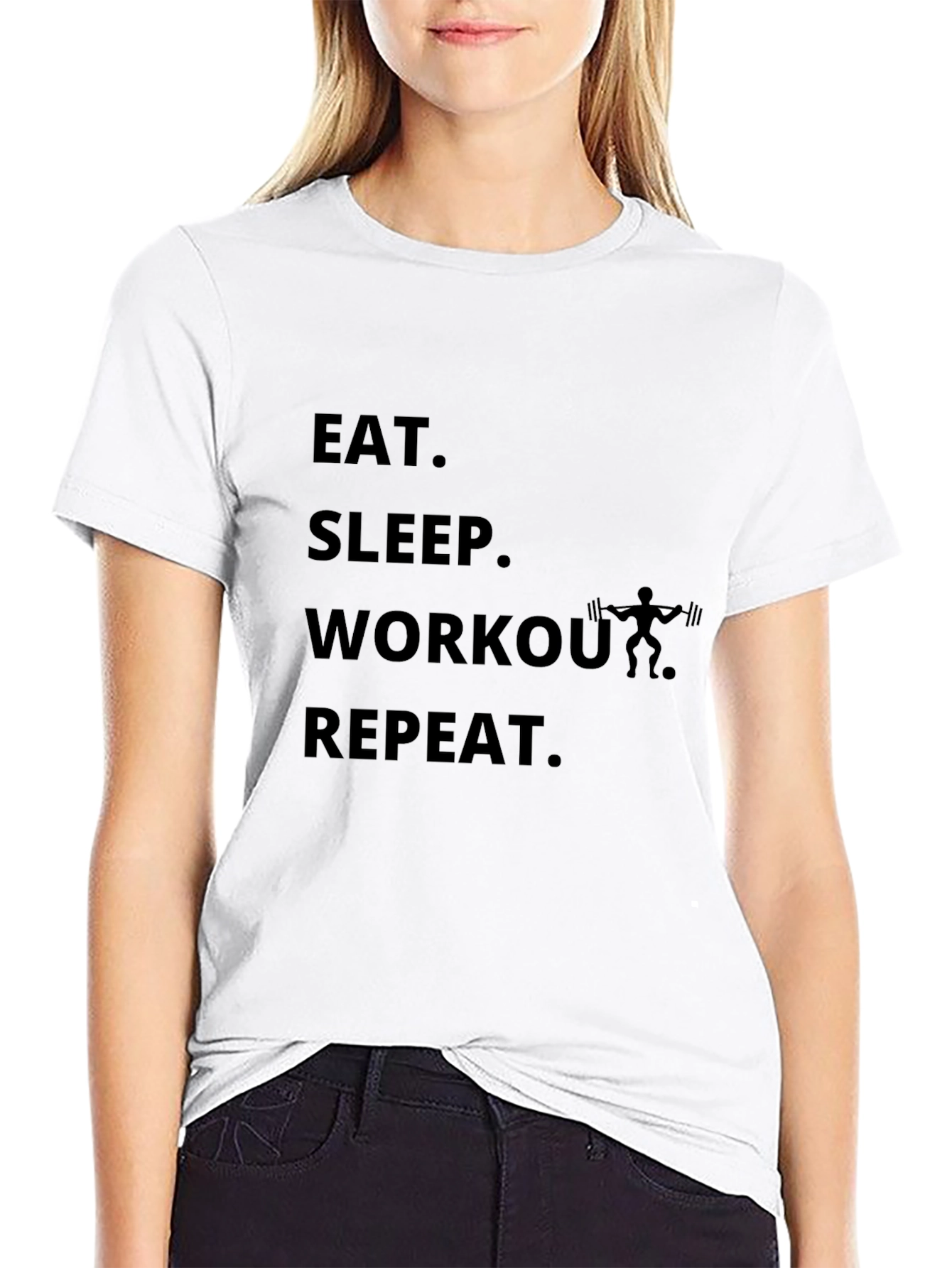 Eat Sleep Workout Repeat Black T-Shirt