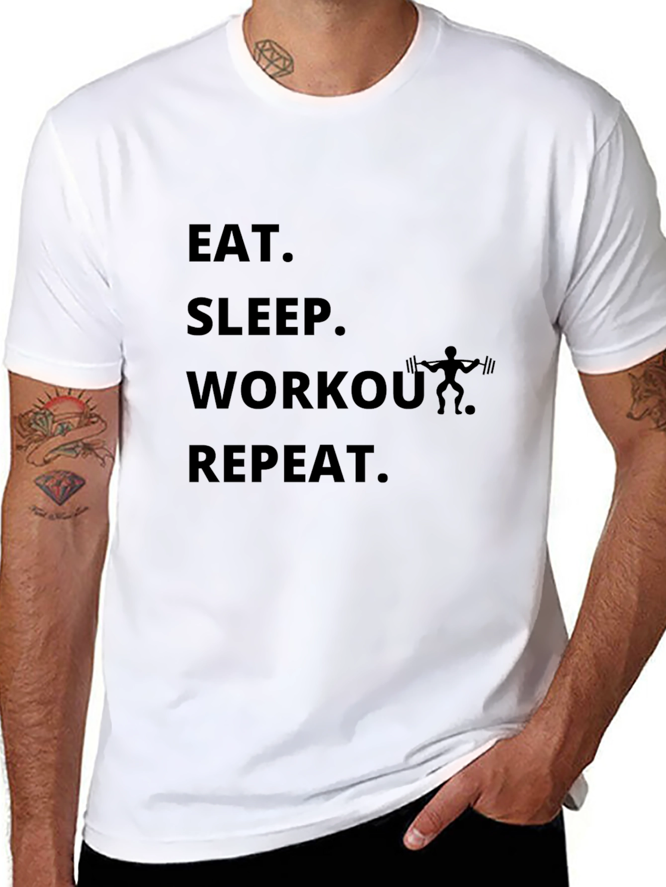 Eat Sleep Workout Repeat Black T-Shirt