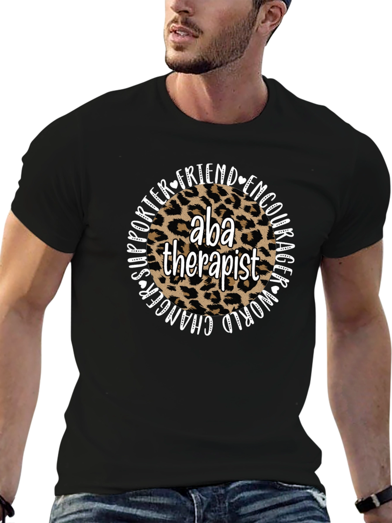 ABA Therapist Leopard Print T-Shirt
