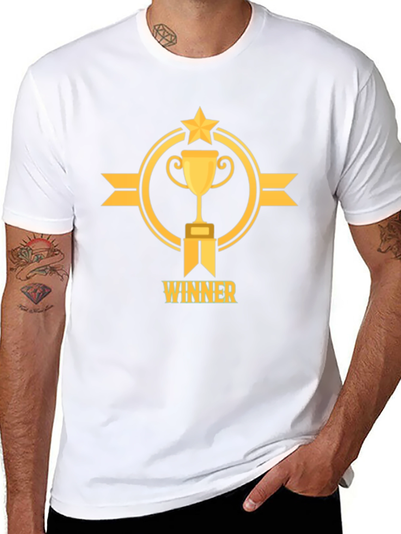 Winner Trophy Graphic Tee - Black Cotton T-Shirt