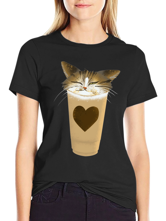 Cat Latte T-Shirt - Coffee Loving Kitten Tee