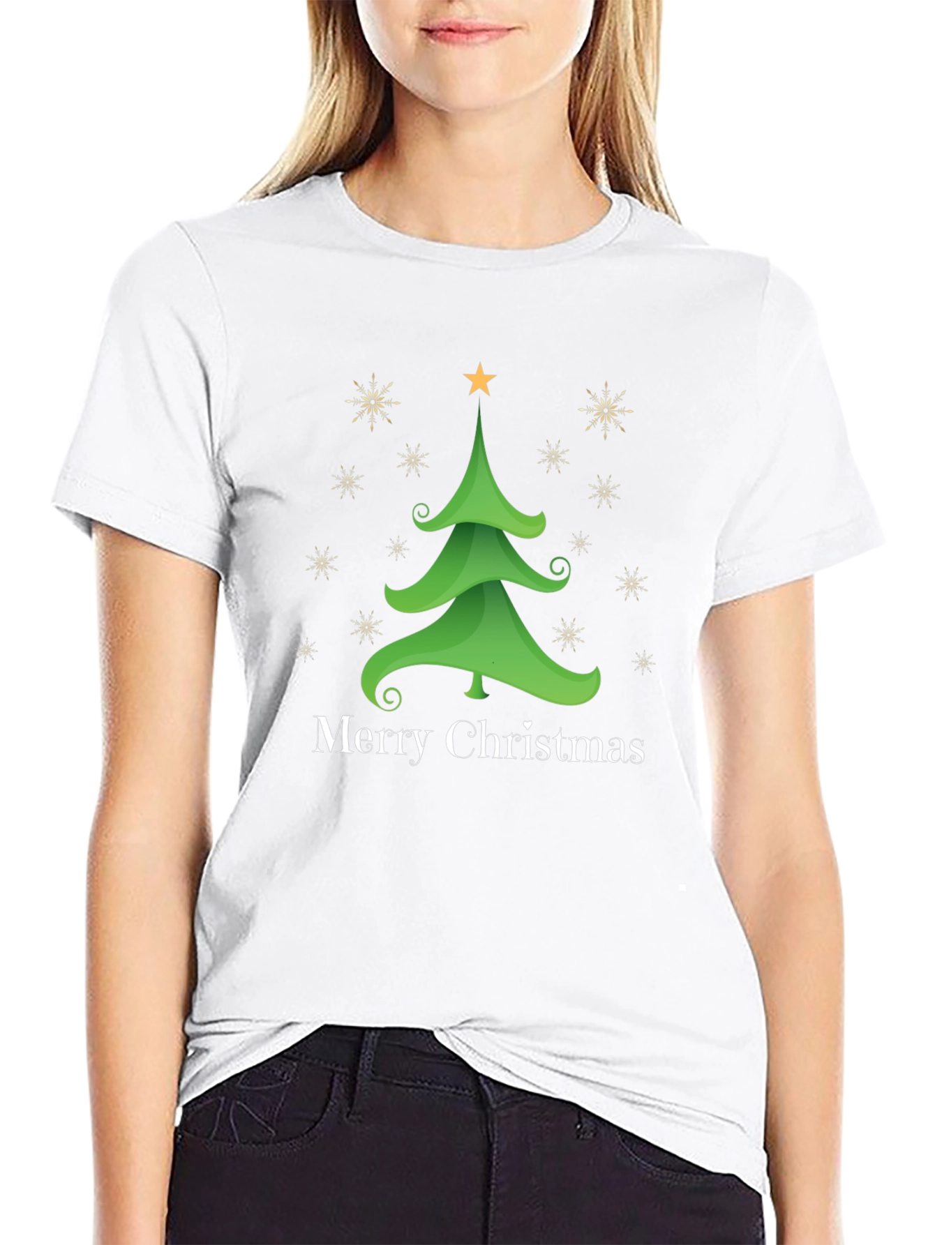 Festive Merry Christmas Tree Graphic Tee