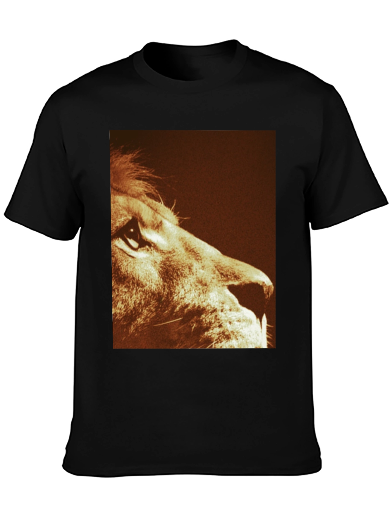Lion Print Graphic Tee - Black