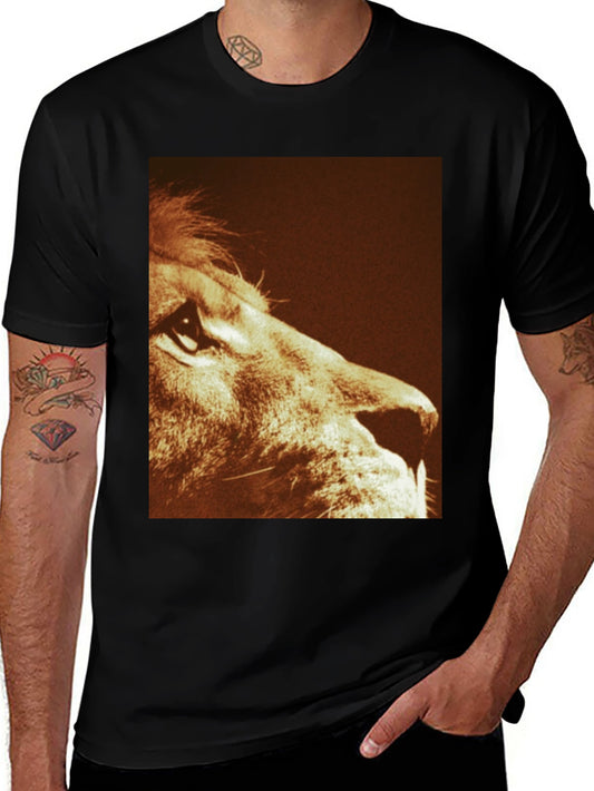 Lion Print Graphic Tee - Black