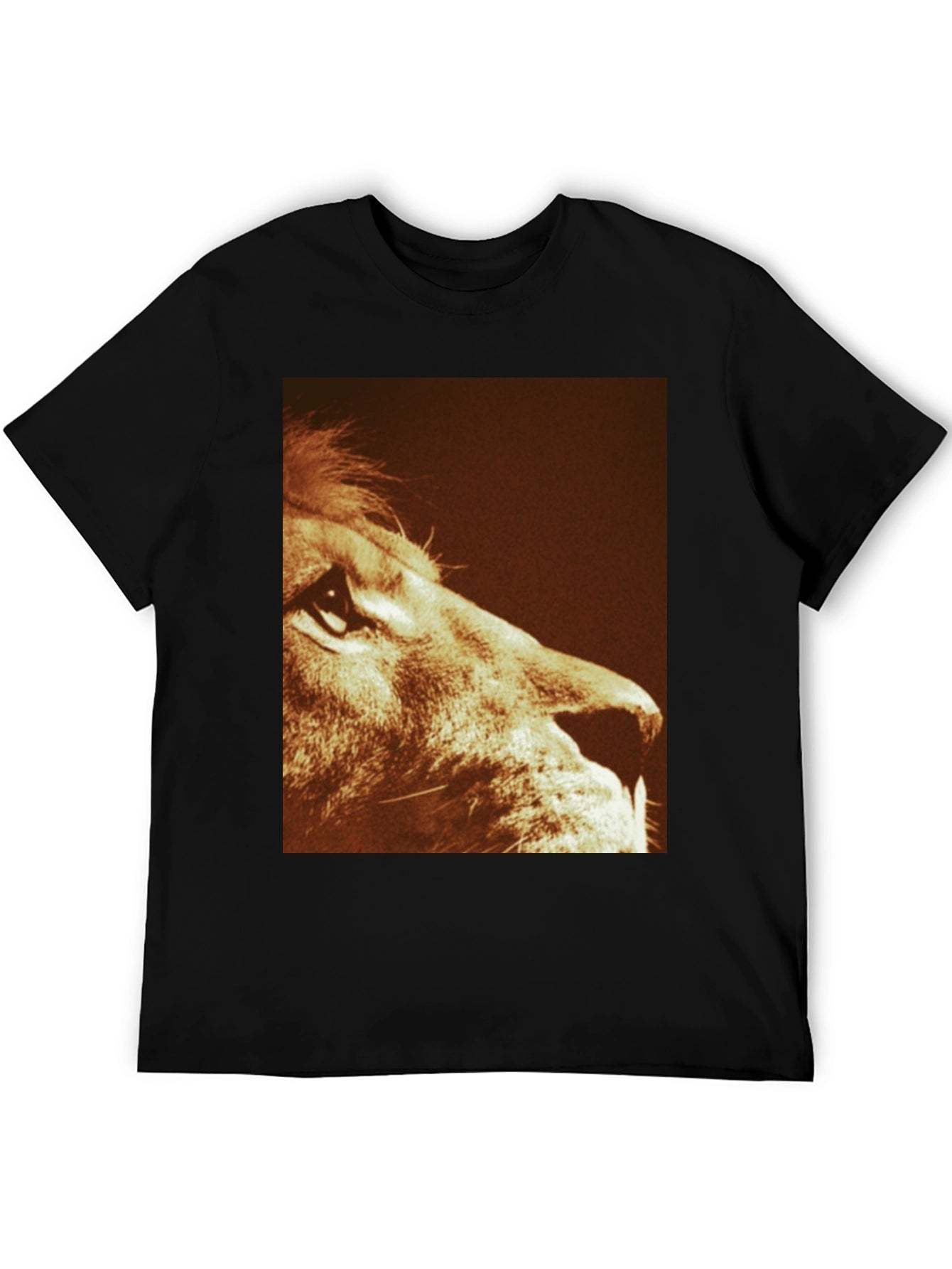 Lion Print Graphic Tee - Black