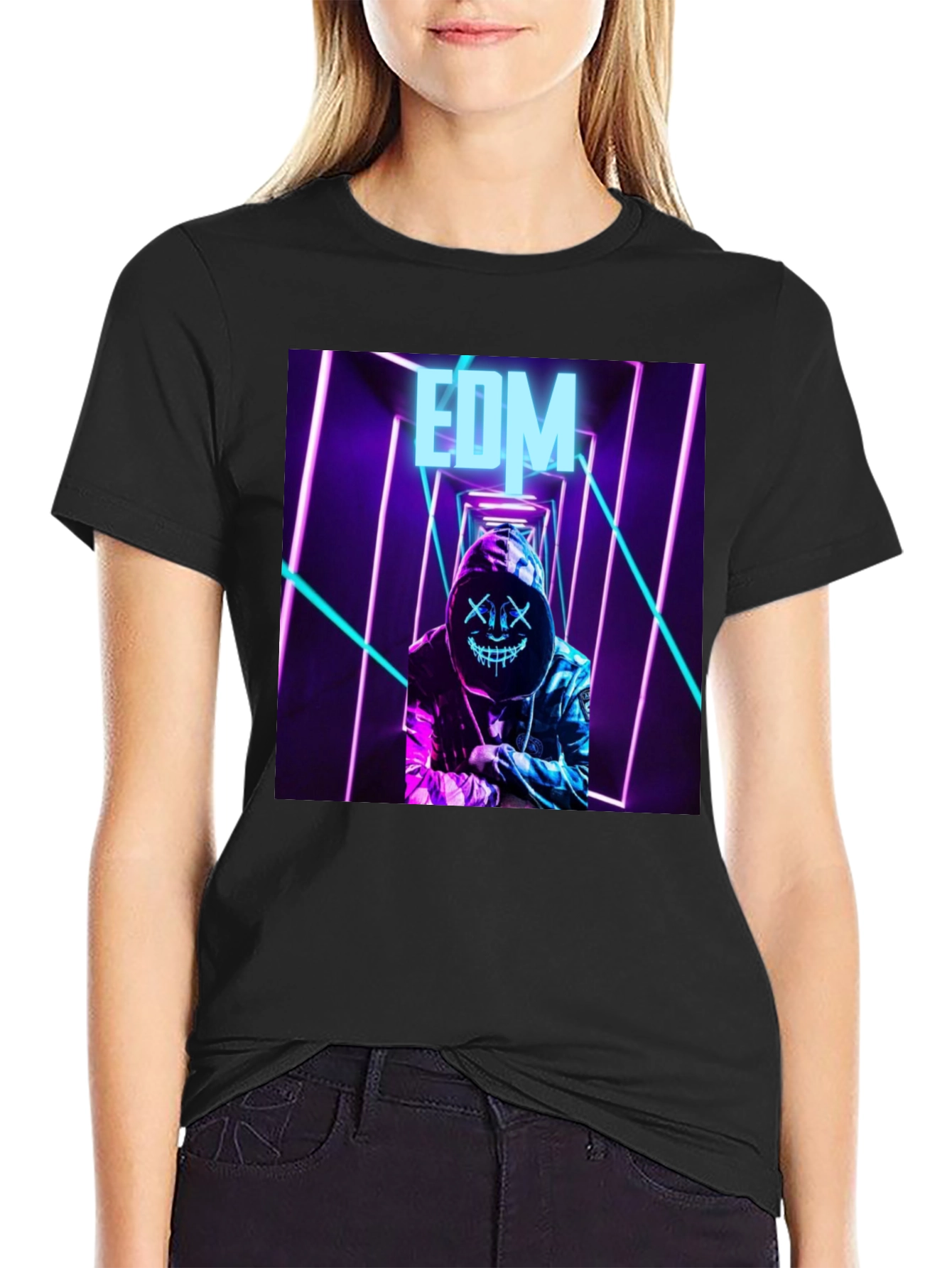 EDM Neon Graphic Black T-Shirt