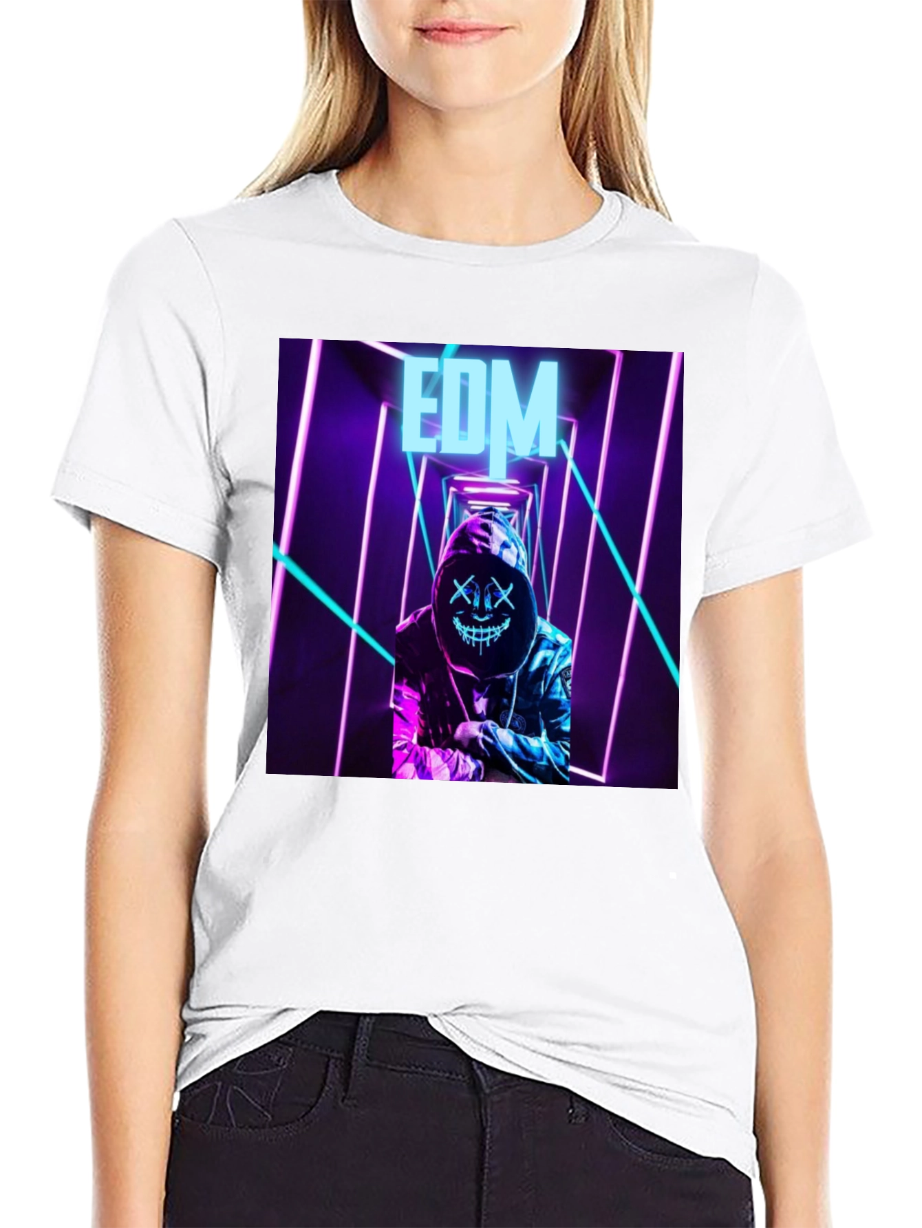 EDM Neon Graphic Black T-Shirt