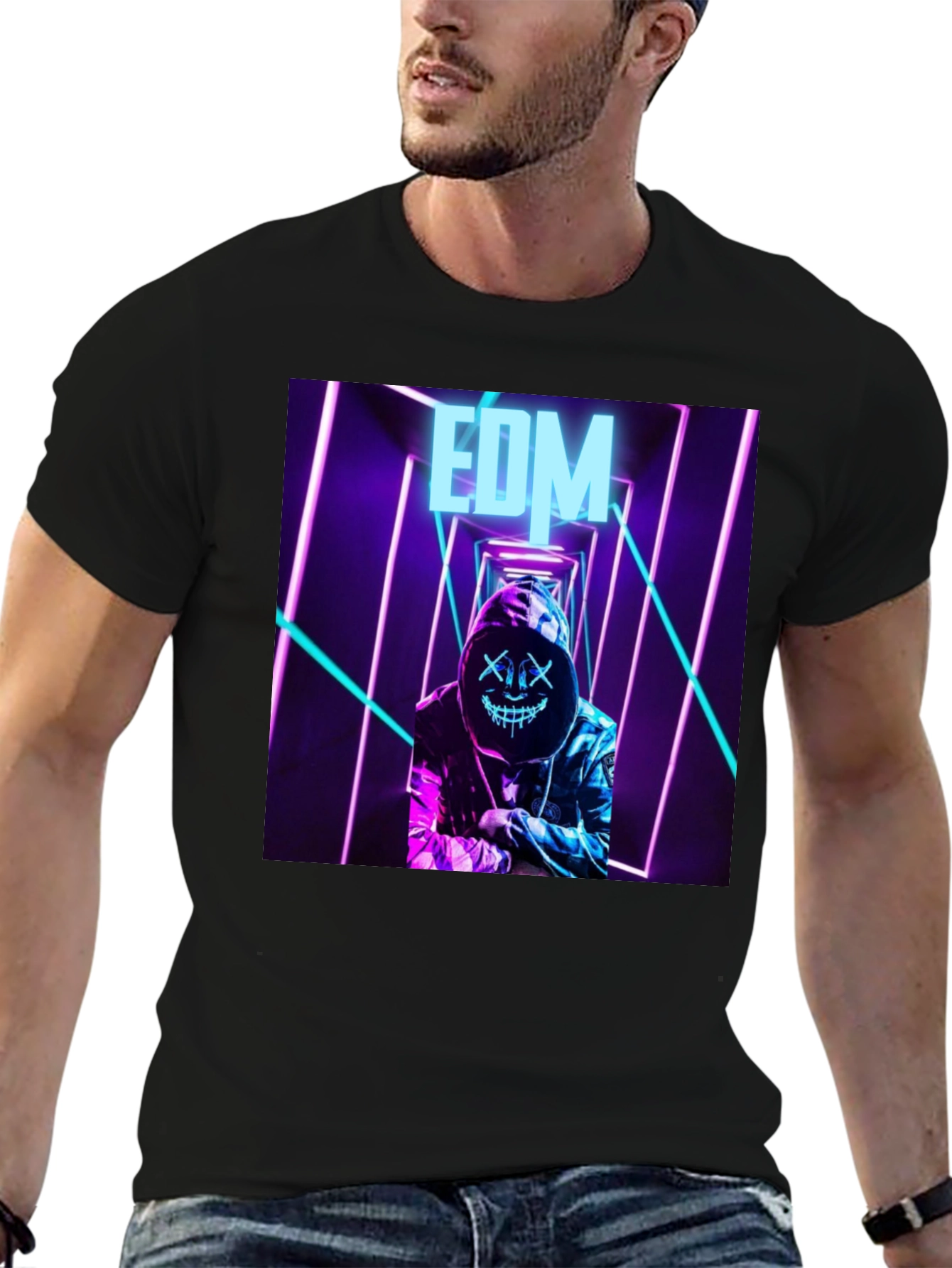 EDM Neon Graphic Black T-Shirt