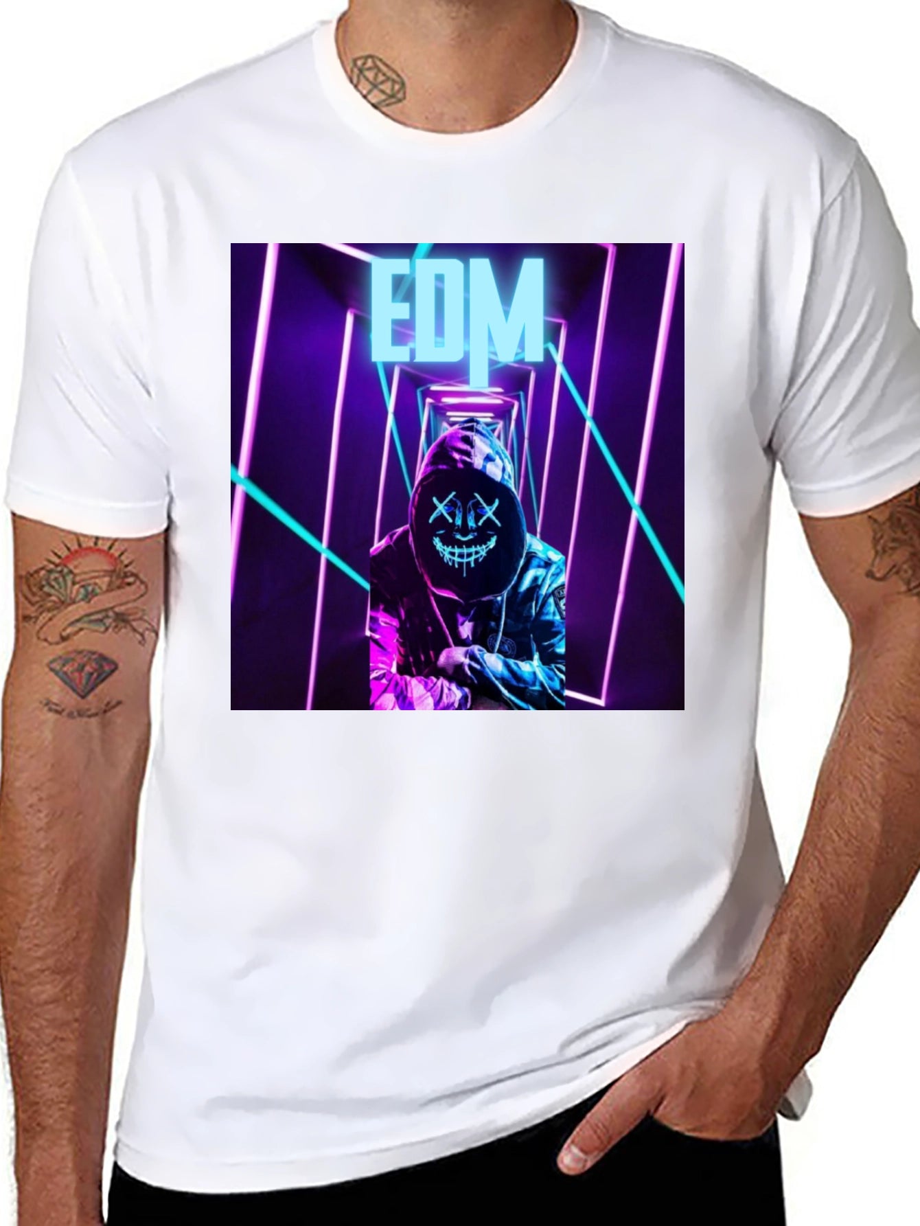 EDM Neon Graphic Black T-Shirt