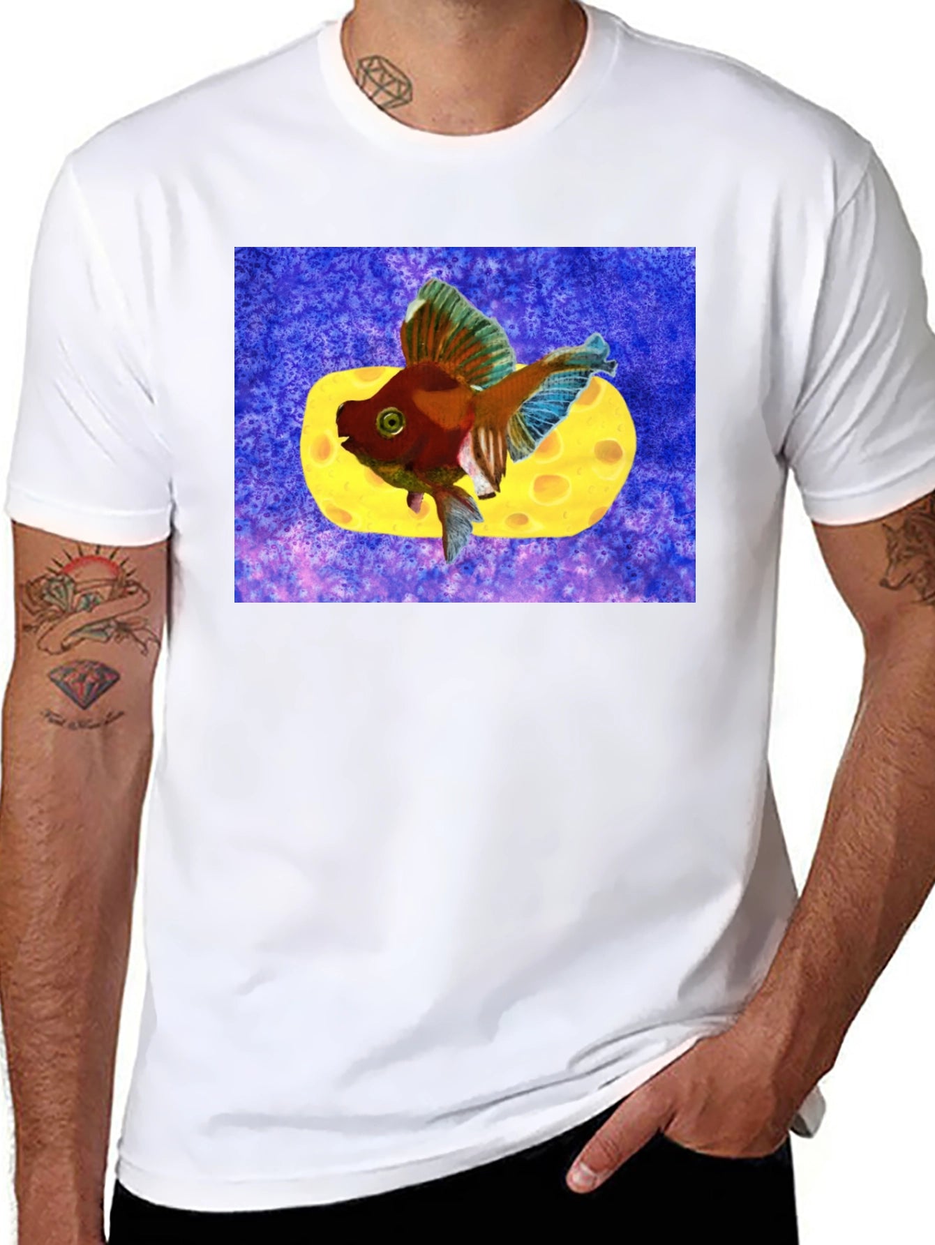 Goldfish Cheese Design T-Shirt
