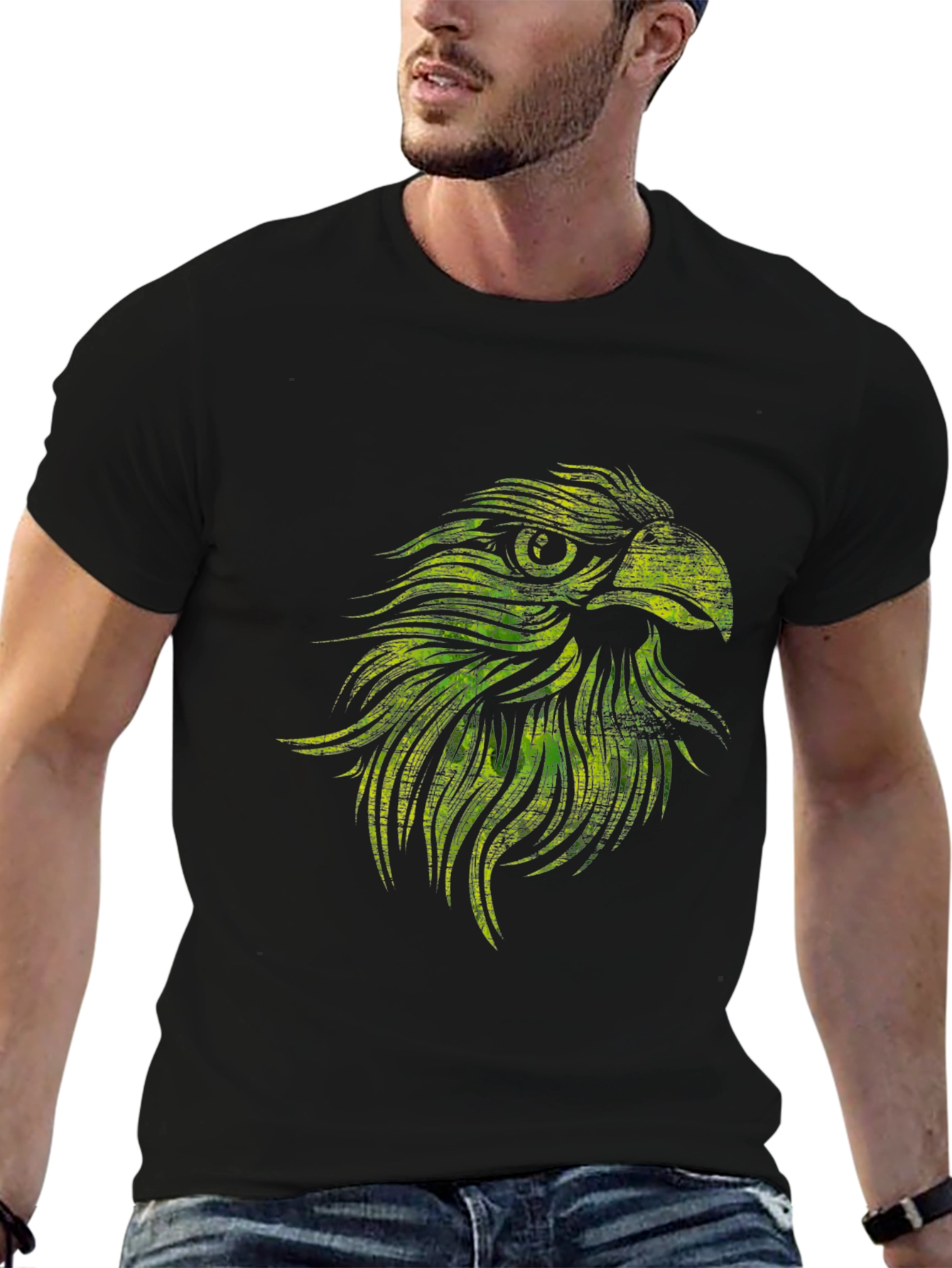Eagle Graphic Print Black T-Shirt
