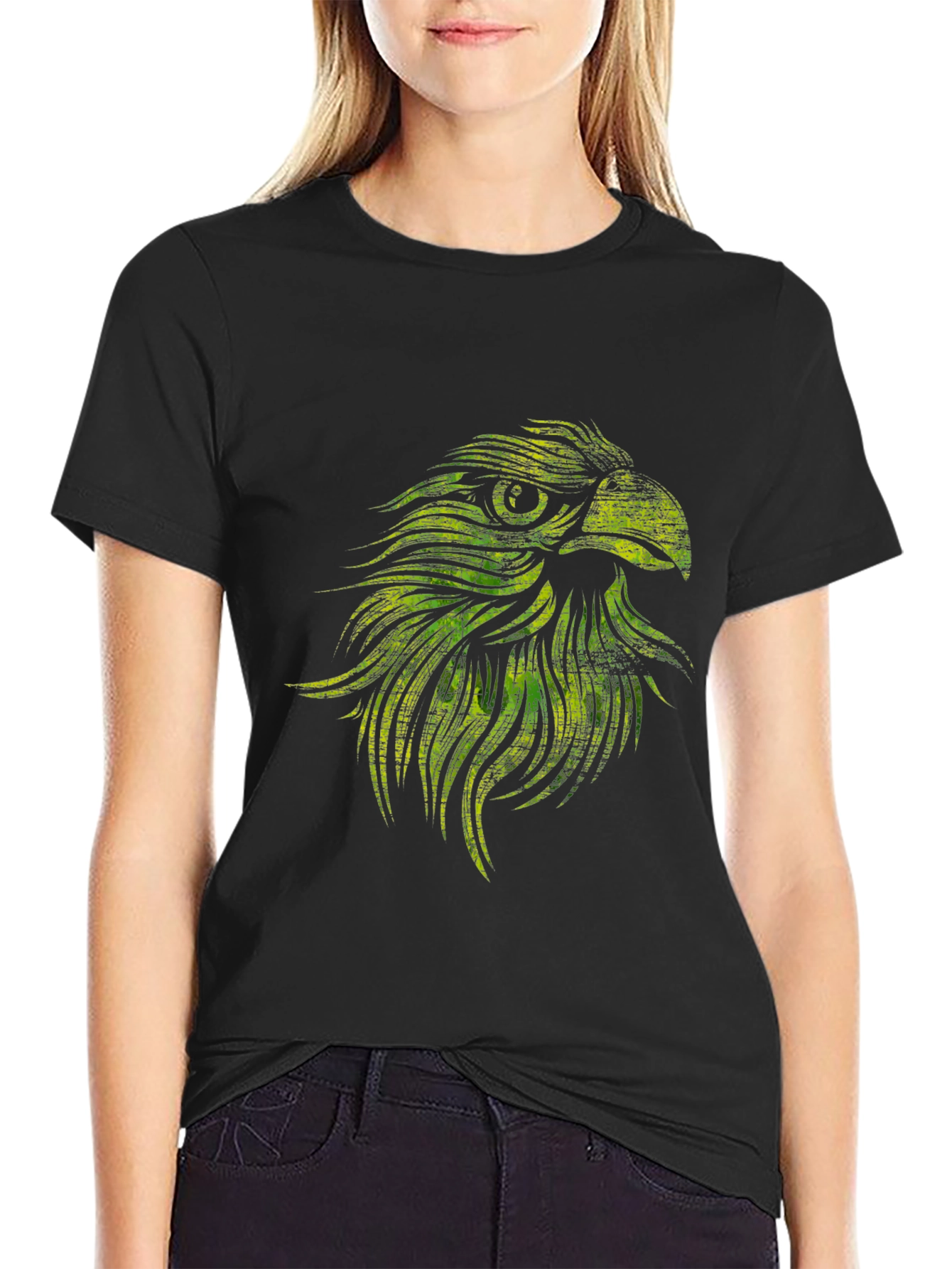 Eagle Graphic Print Black T-Shirt