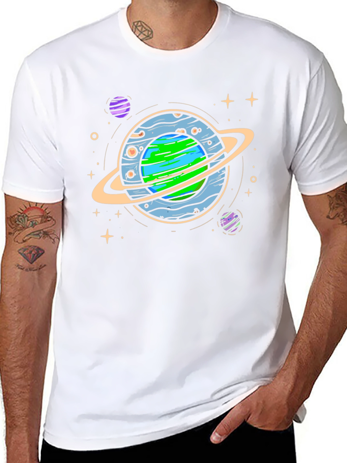 Planet Graphic Tee - Black Crew Neck