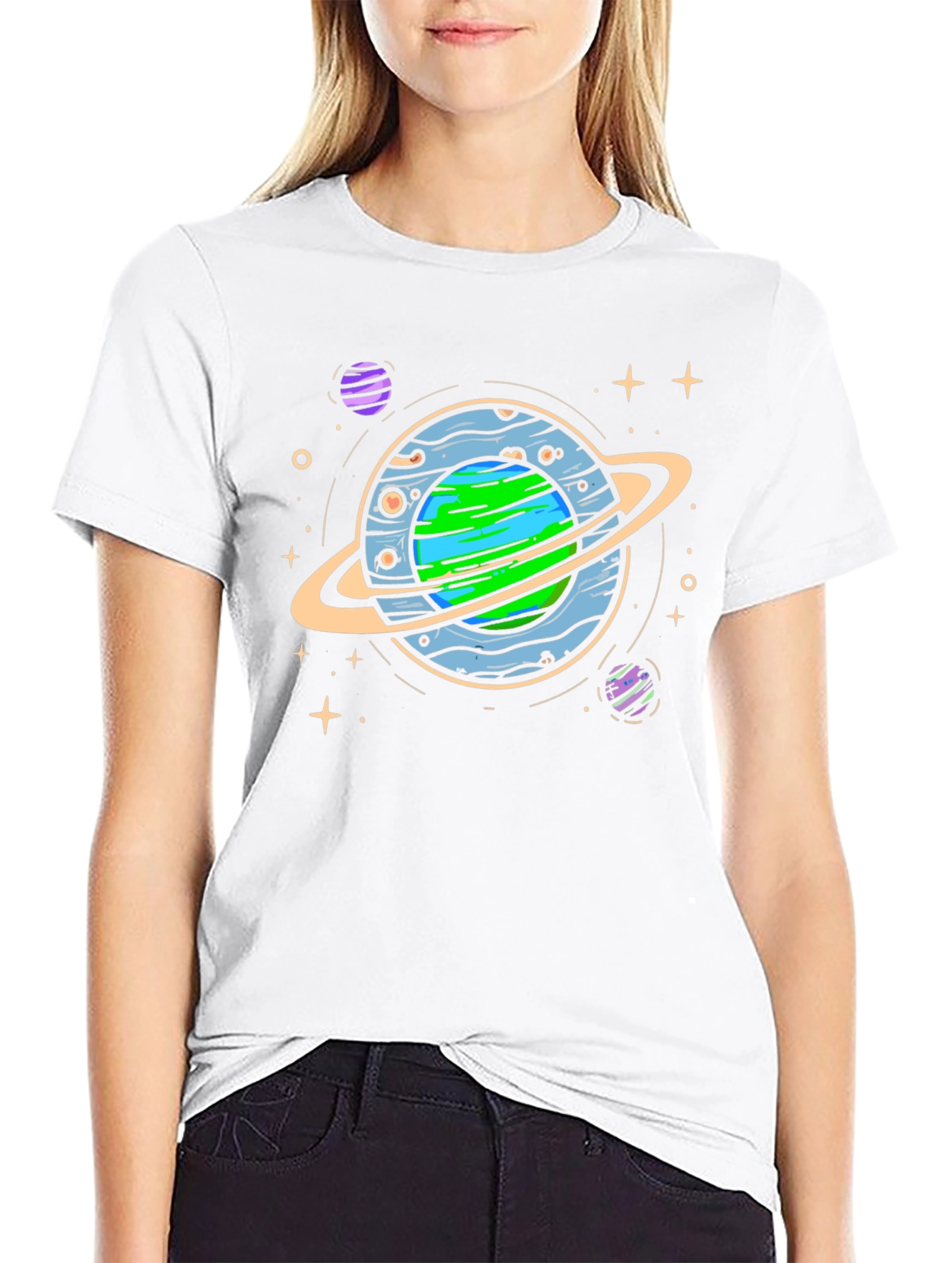 Planet Graphic Tee - Black Crew Neck
