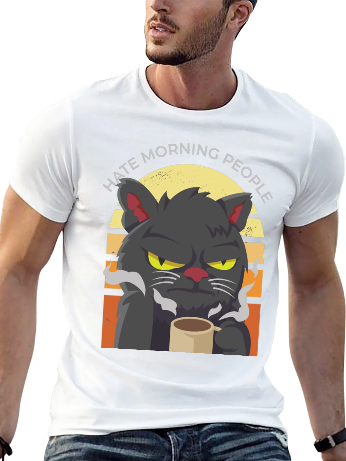 Hate Morning People Cat T-Shirt