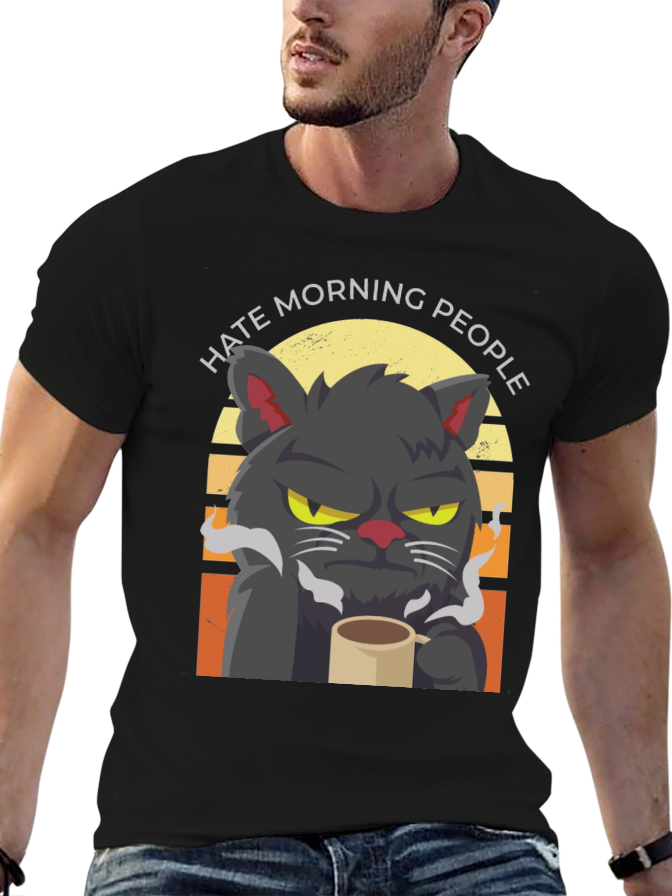 Hate Morning People Cat T-Shirt