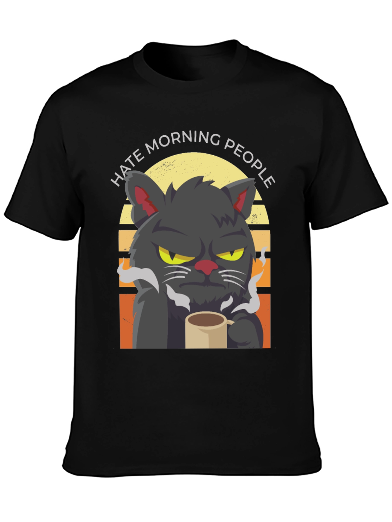 Hate Morning People Cat T-Shirt