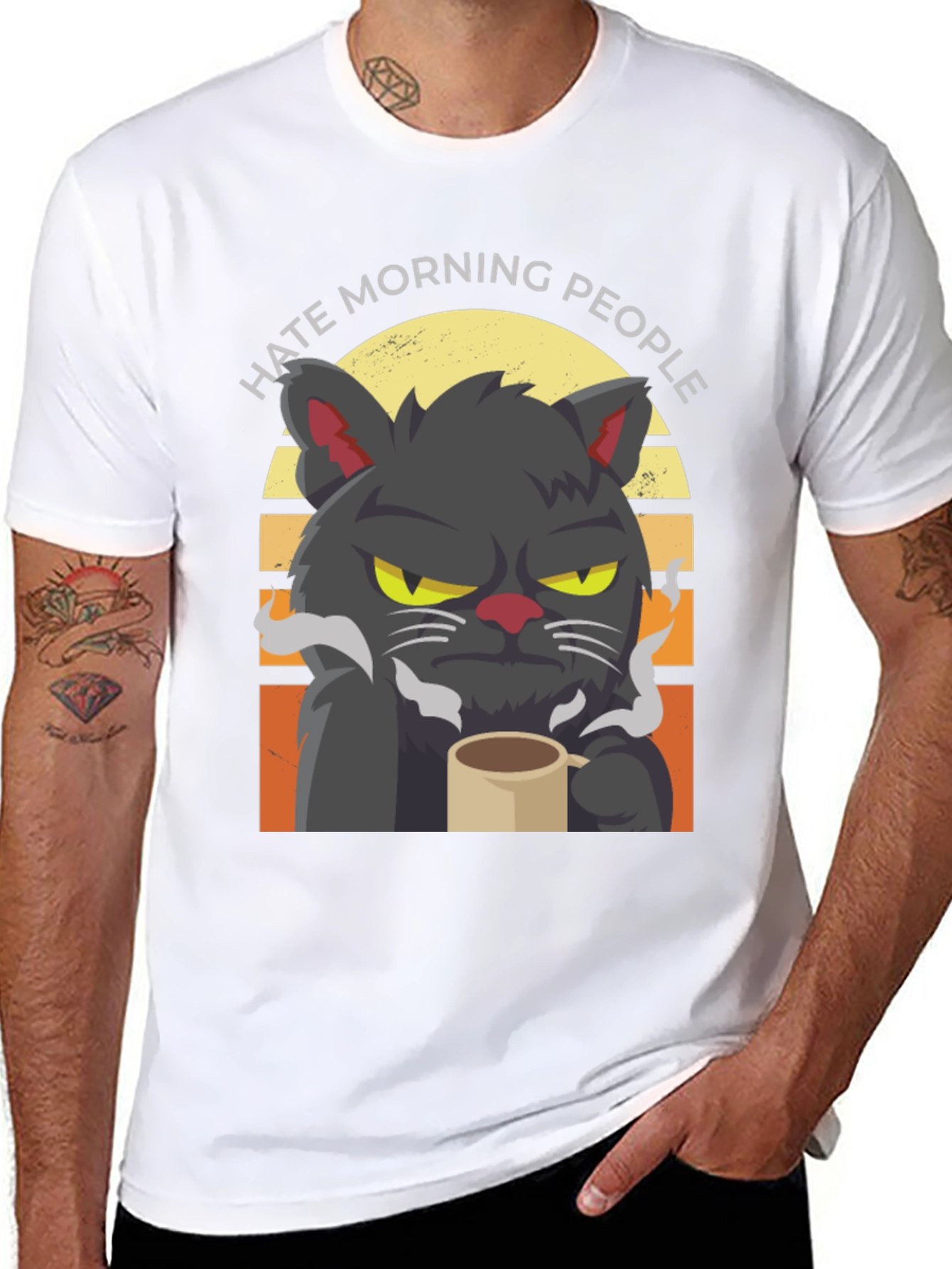 Hate Morning People Cat T-Shirt