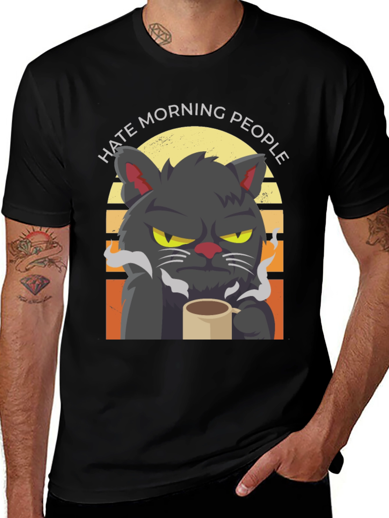 Hate Morning People Cat T-Shirt