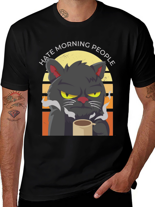 Hate Morning People Cat T-Shirt