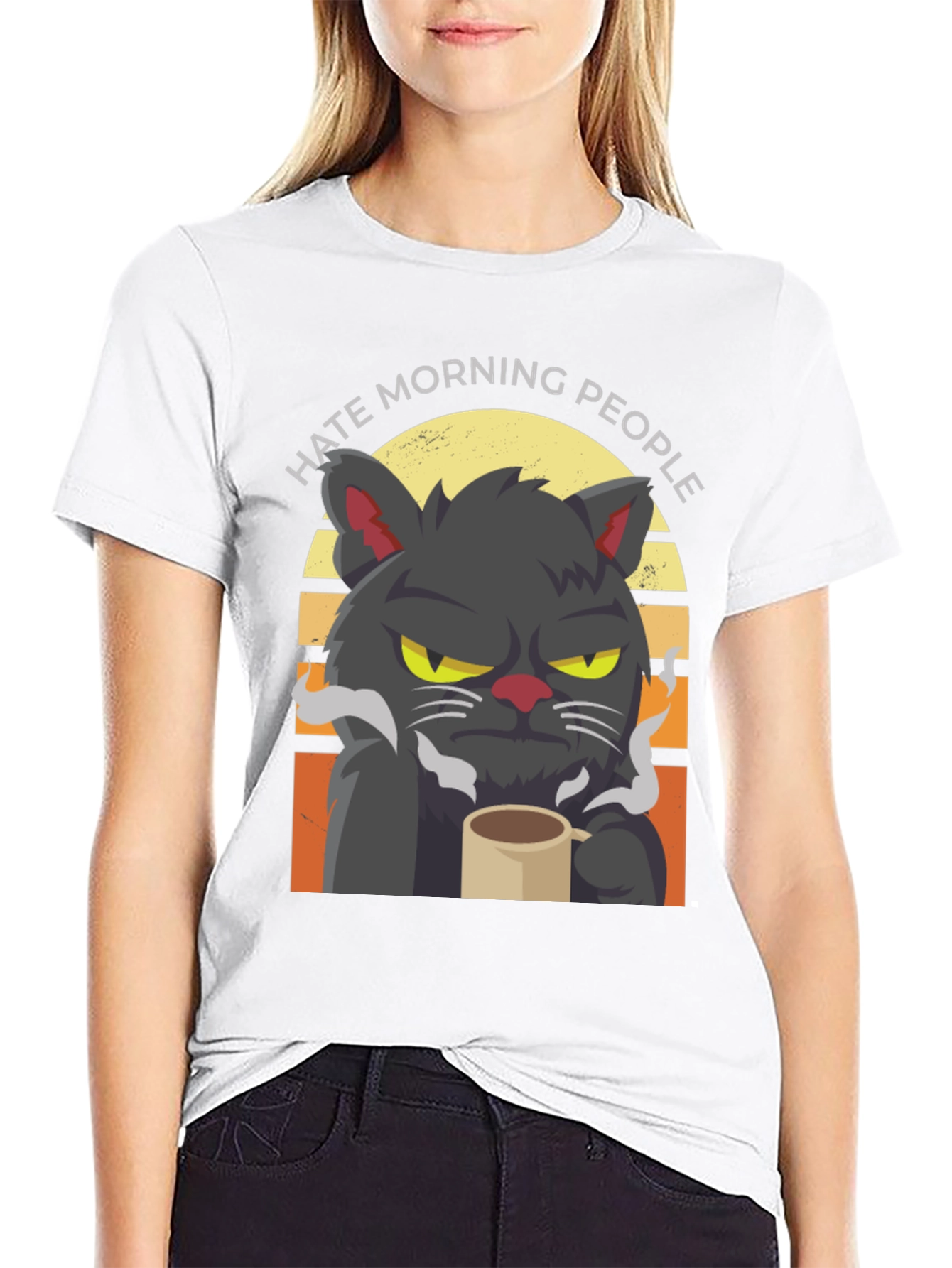 Hate Morning People Cat T-Shirt