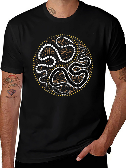 Black Tee with Aboriginal Dot Art Design