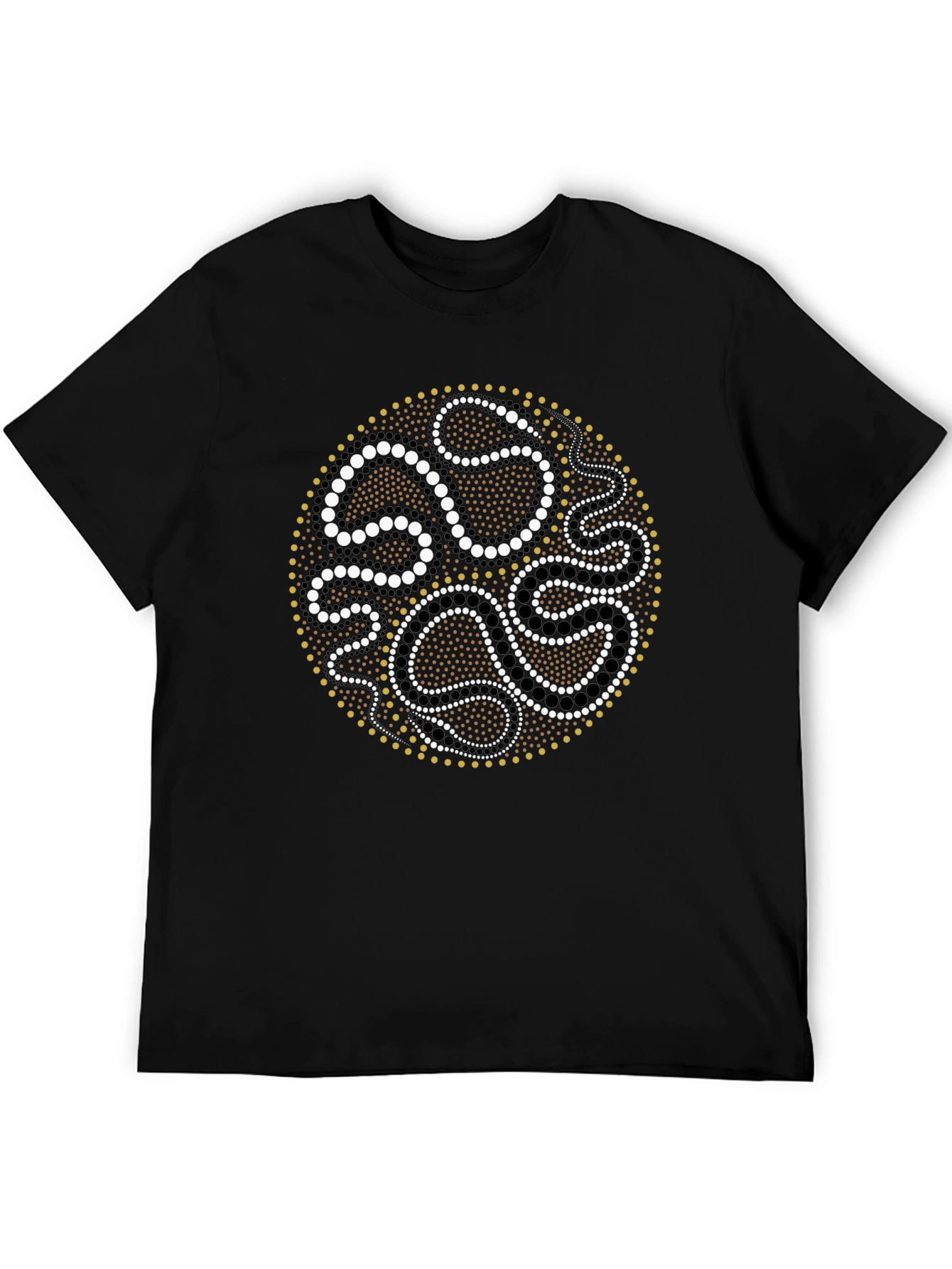 Black Tee with Aboriginal Dot Art Design