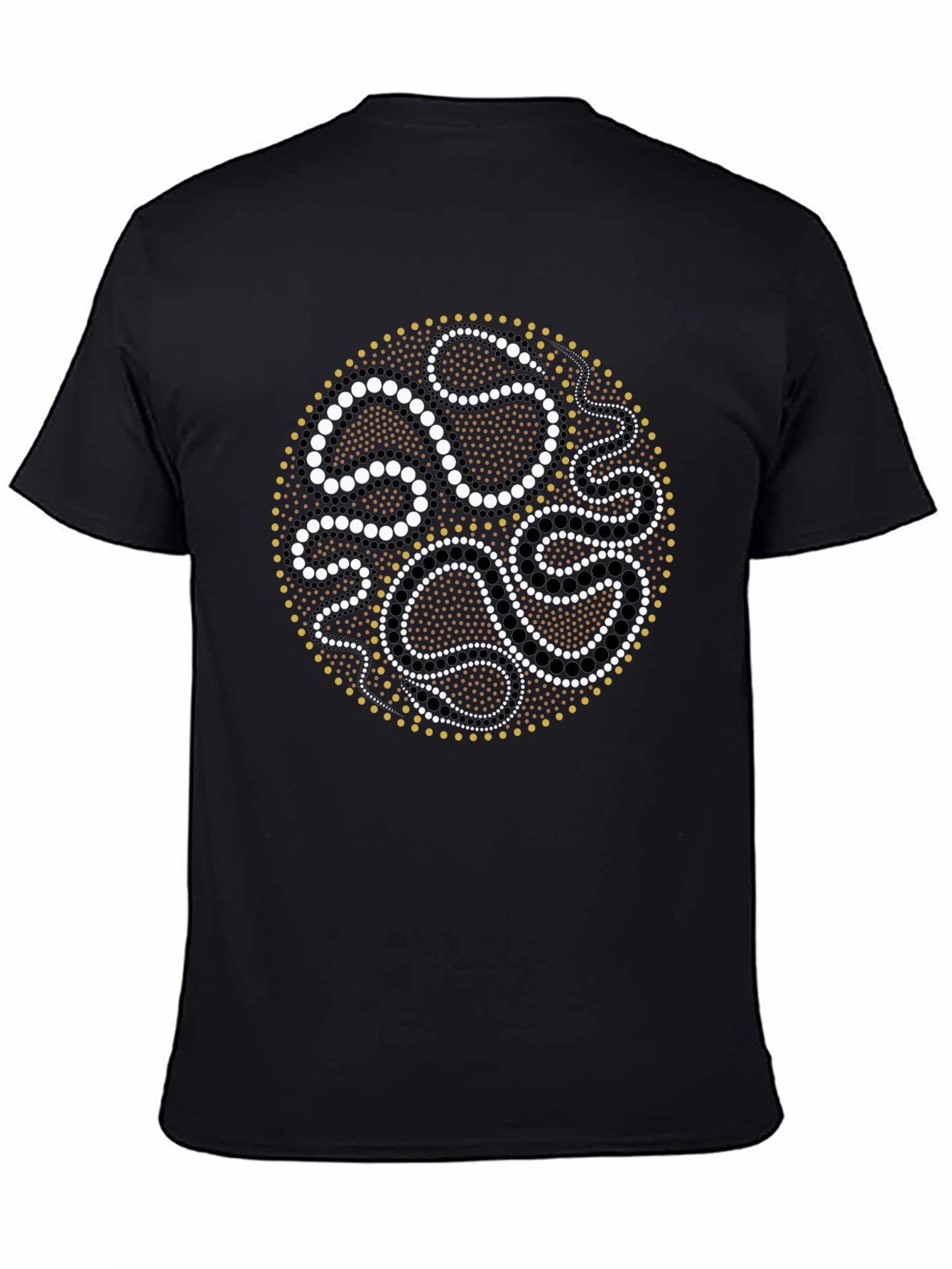 Black Tee with Aboriginal Dot Art Design