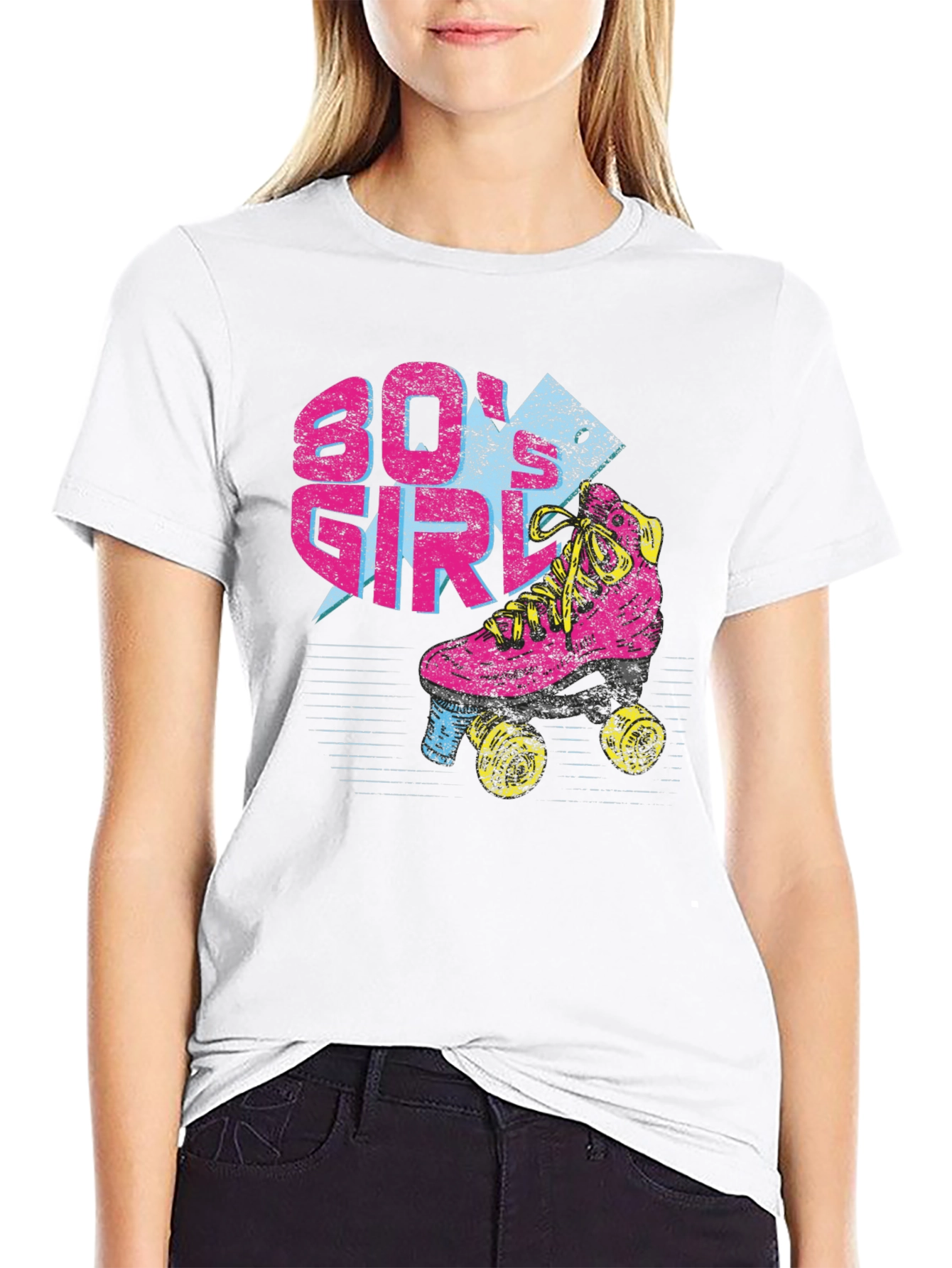 80s Girl Roller Skate Graphic T-Shirt