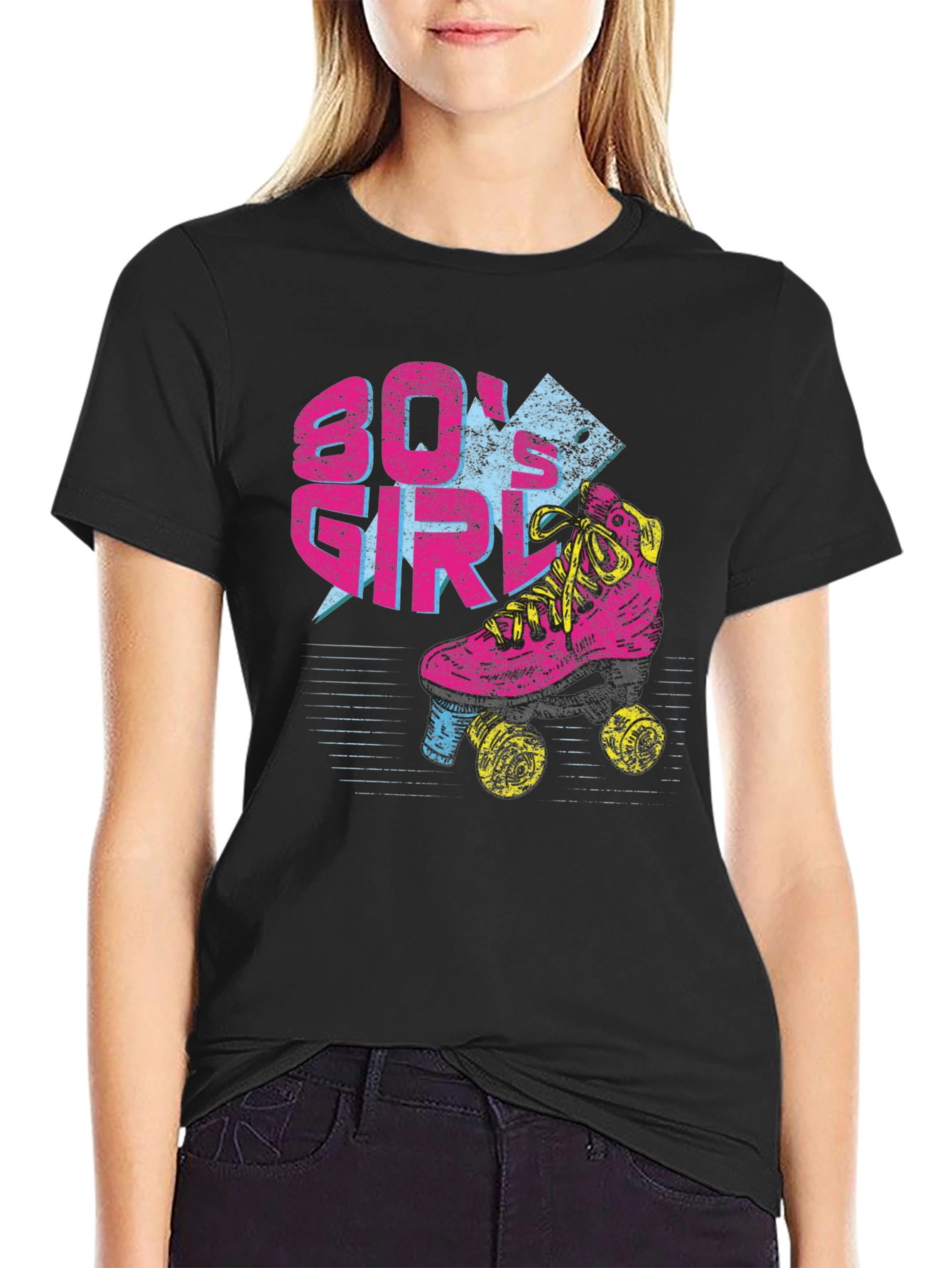 80s Girl Roller Skate Graphic T-Shirt