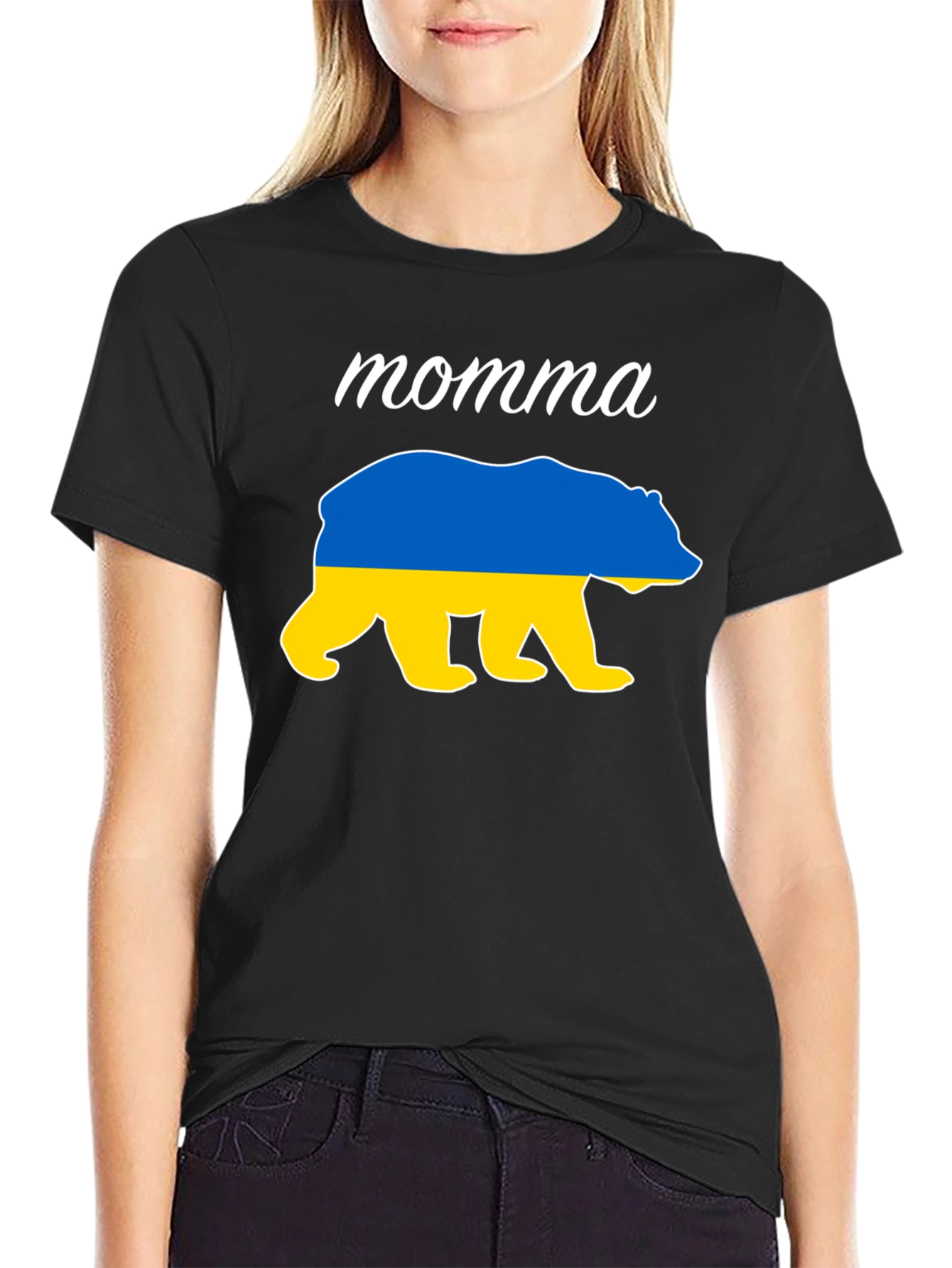 Momma Bear Ukraine Flag T-Shirt