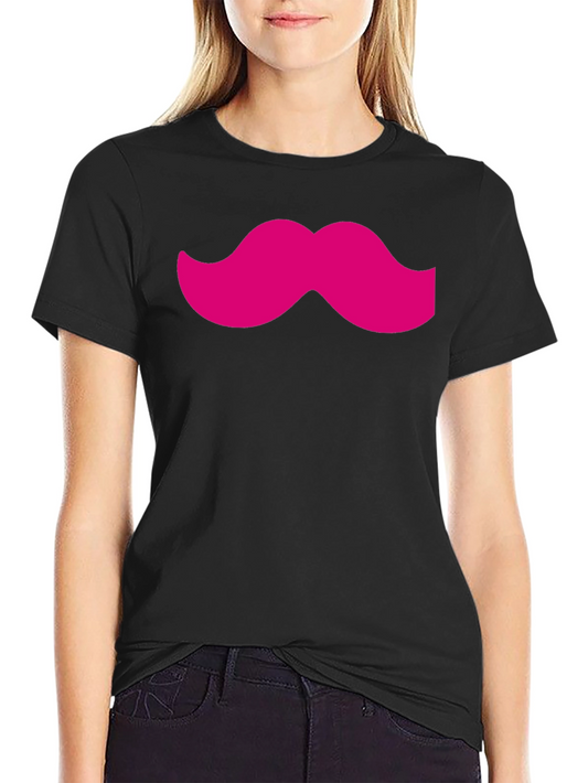 Pink Mustache Black Tee