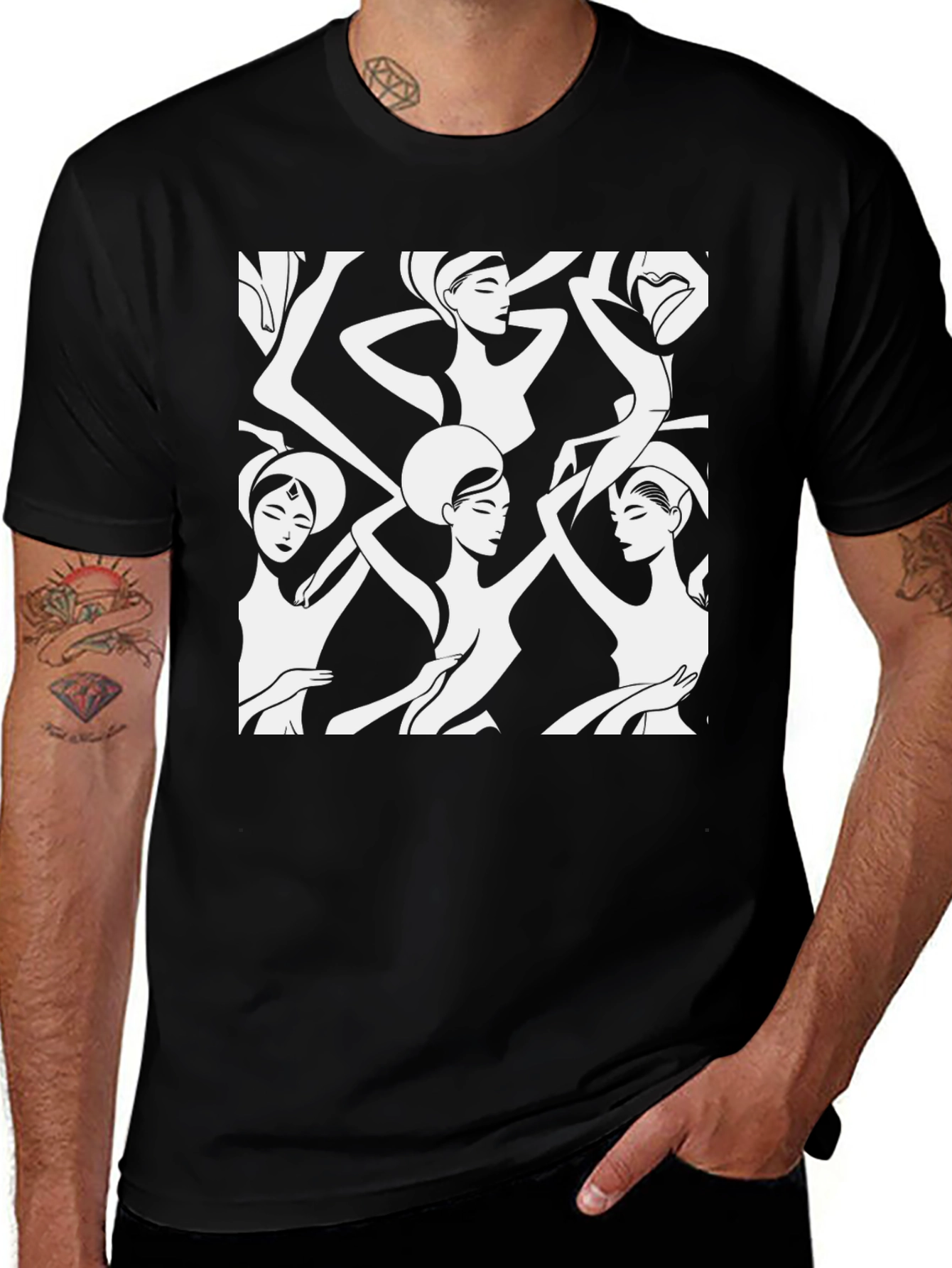 Modern Art Womens Graphic Tee - Black