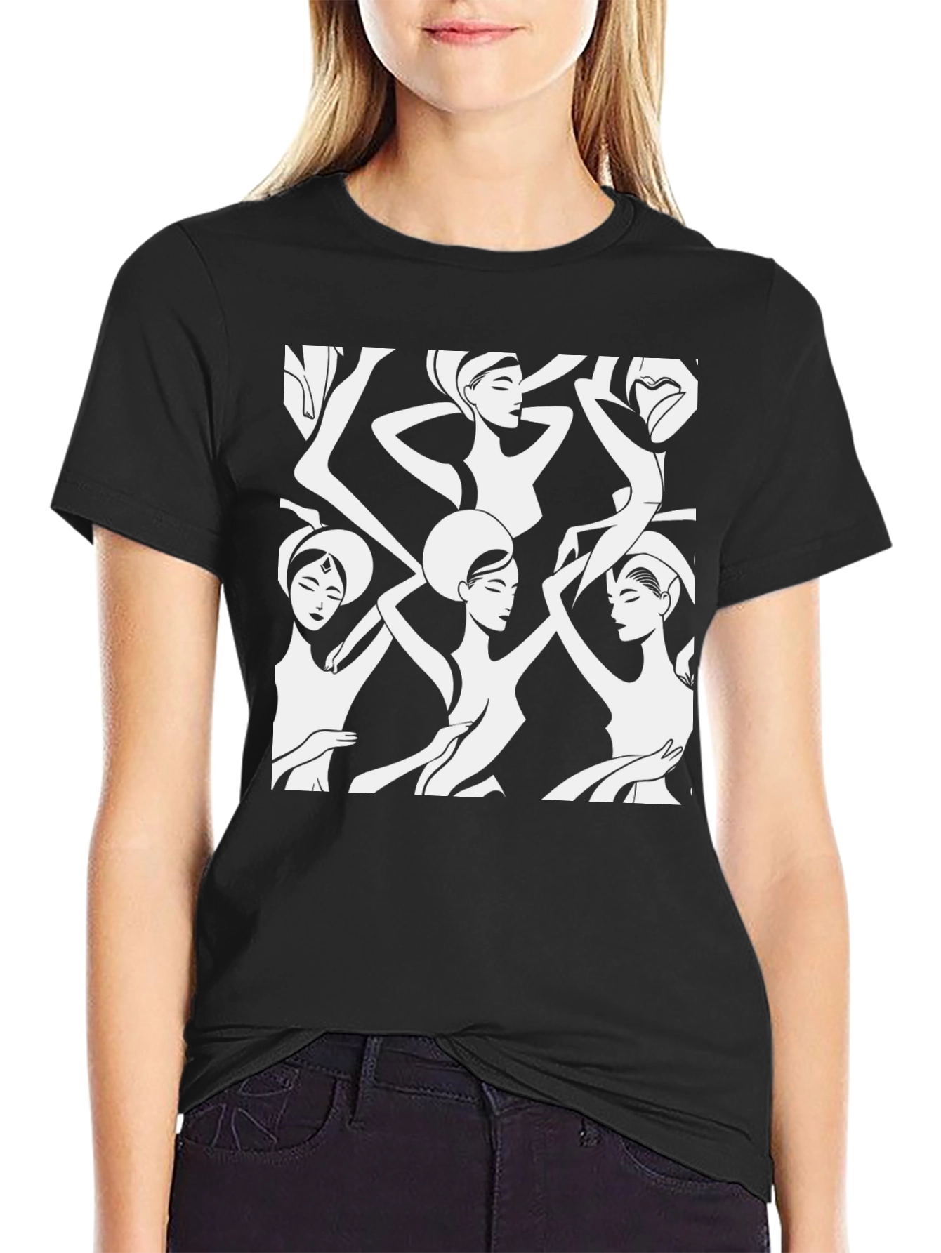Modern Art Womens Graphic Tee - Black