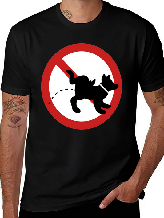No Dog Peeing Black T-Shirt Funny Novelty Tee