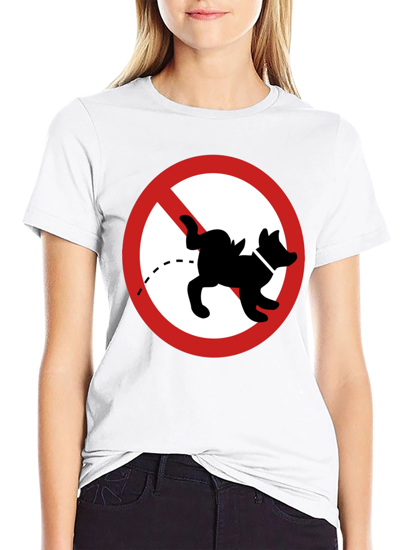 No Dog Peeing Black T-Shirt Funny Novelty Tee