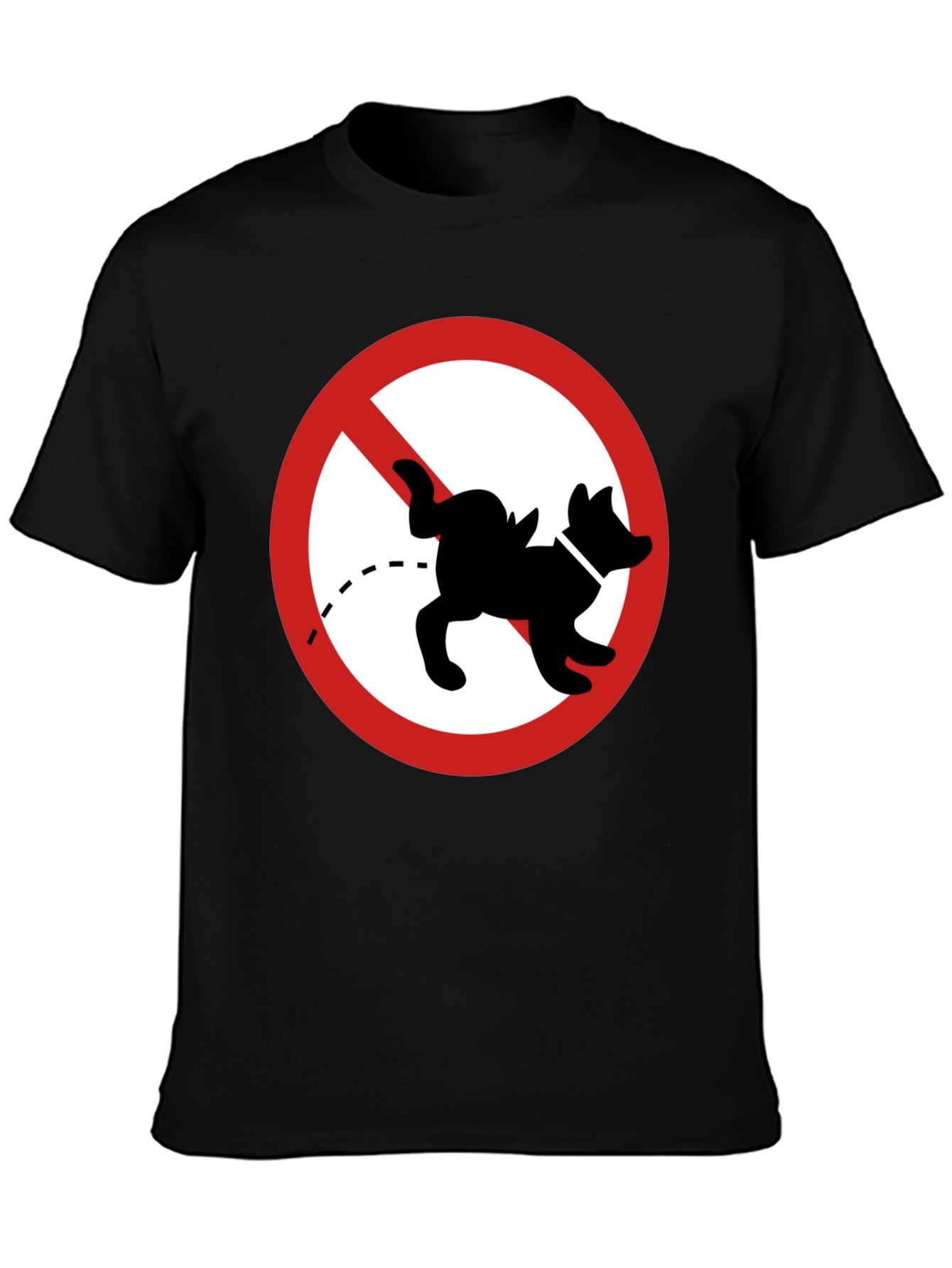 No Dog Peeing Black T-Shirt Funny Novelty Tee